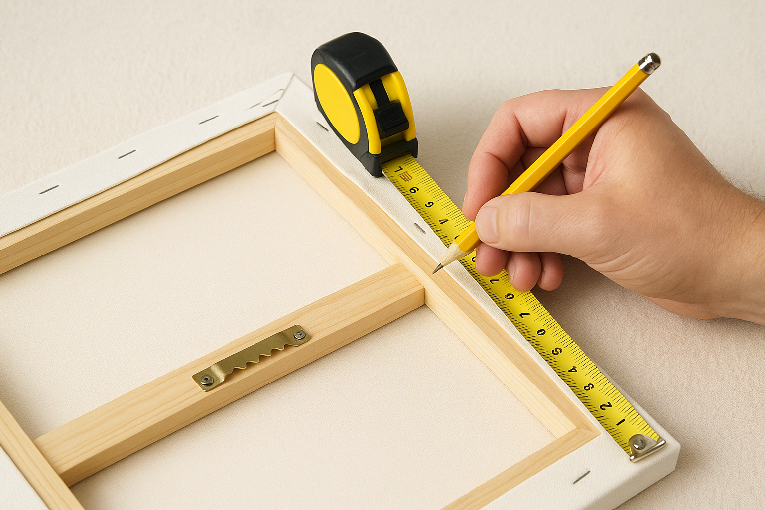 Find the hanging point on the back of your canvas