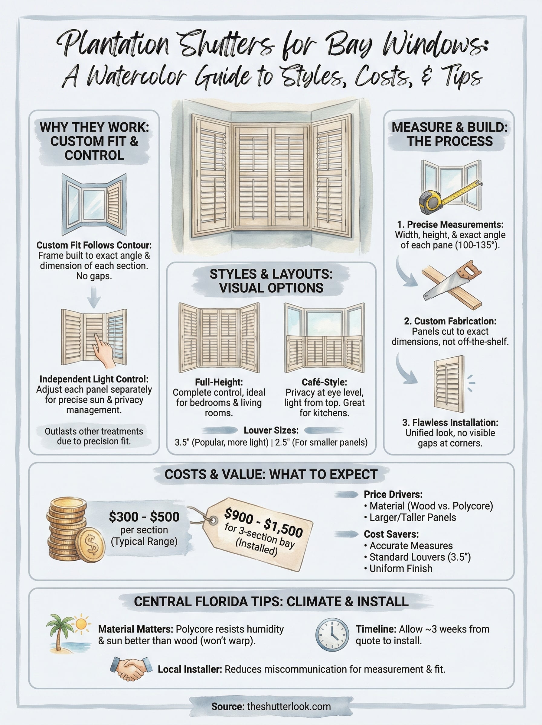 plantation shutters for bay windows infographic