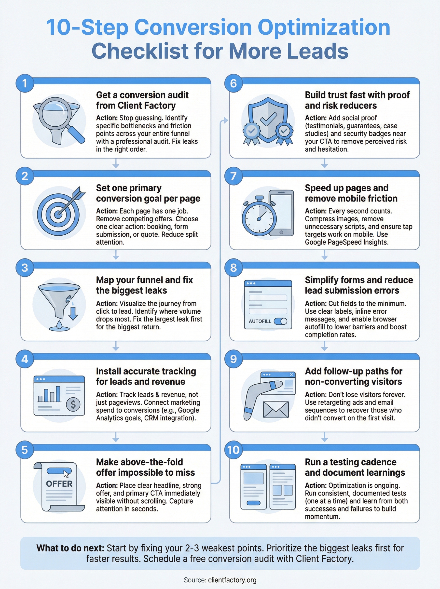 conversion optimization checklist infographic