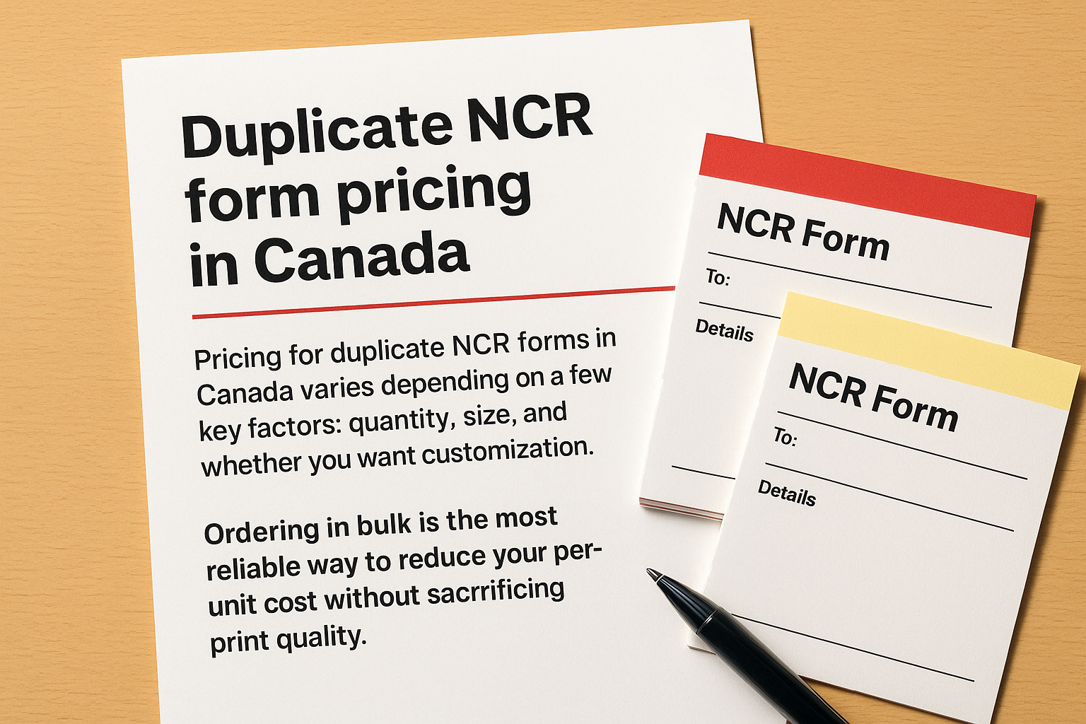 Duplicate NCR form pricing in Canada