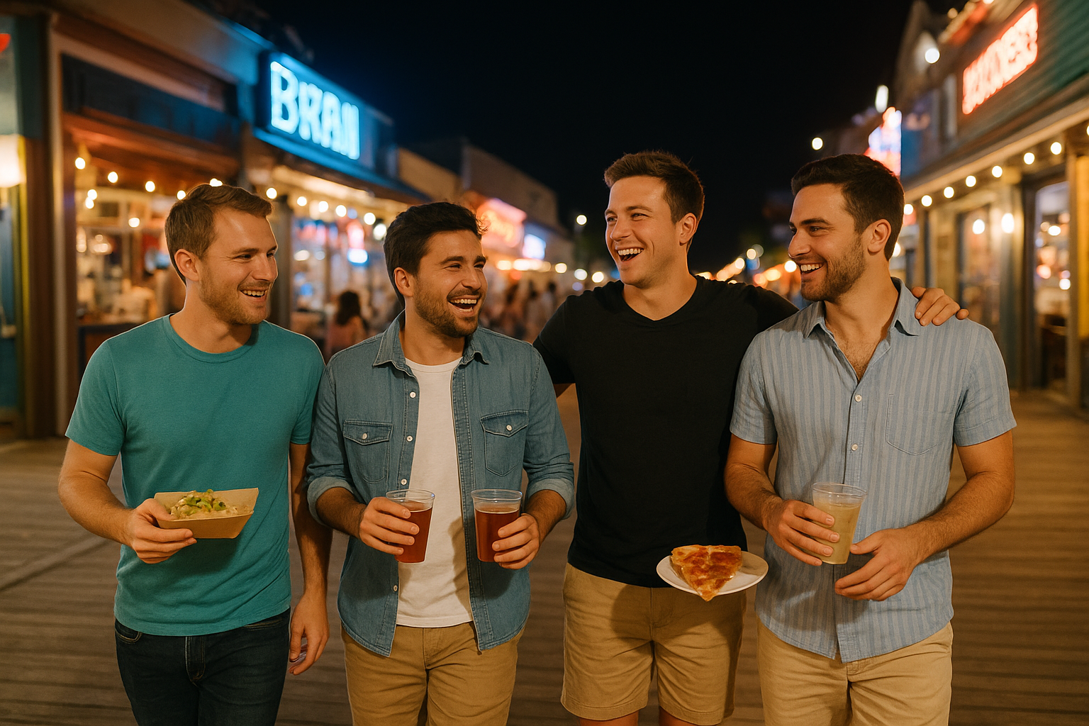 8. Boardwalk nightlife crawl with a late-night food plan