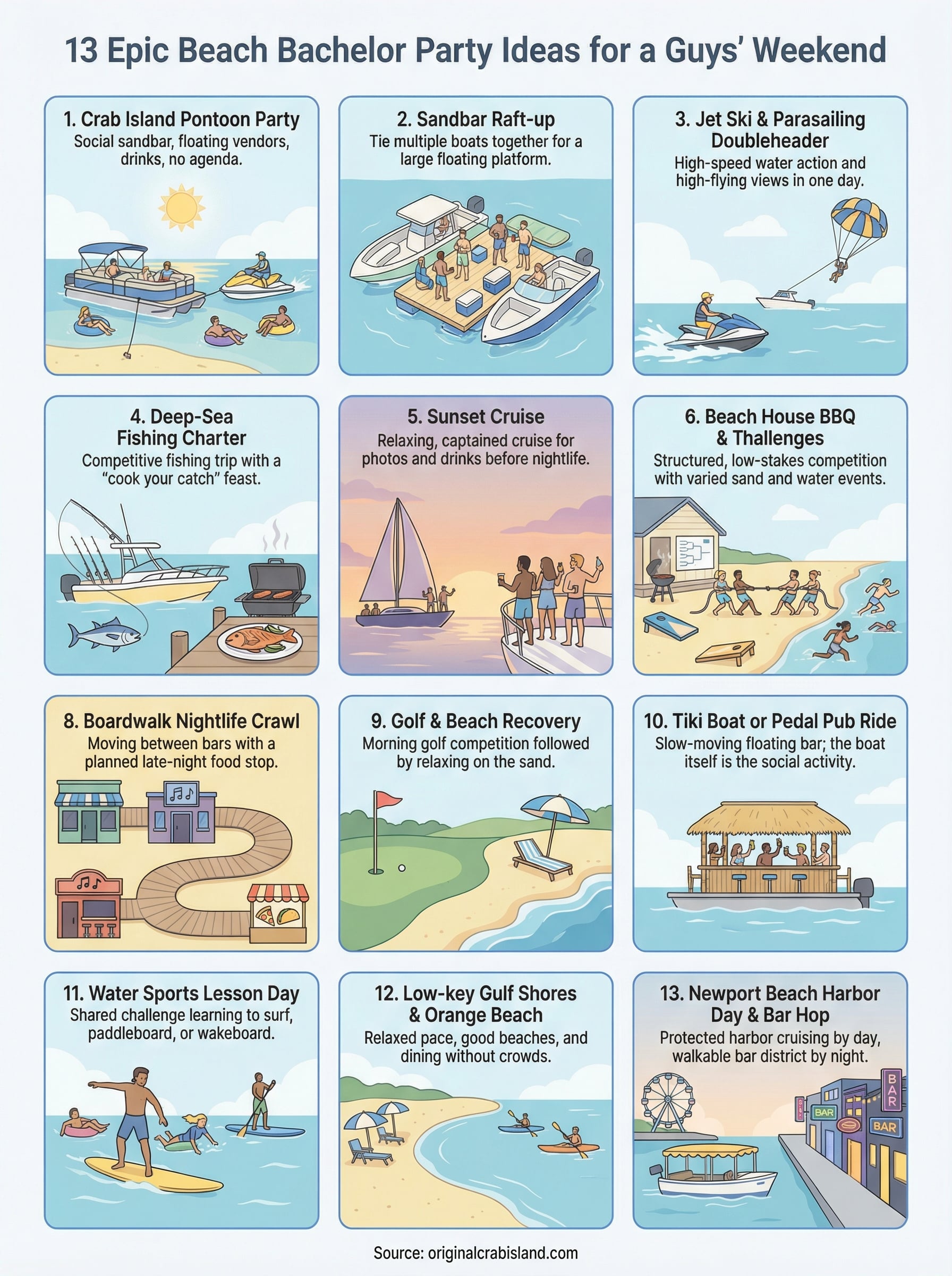 beach bachelor party ideas infographic