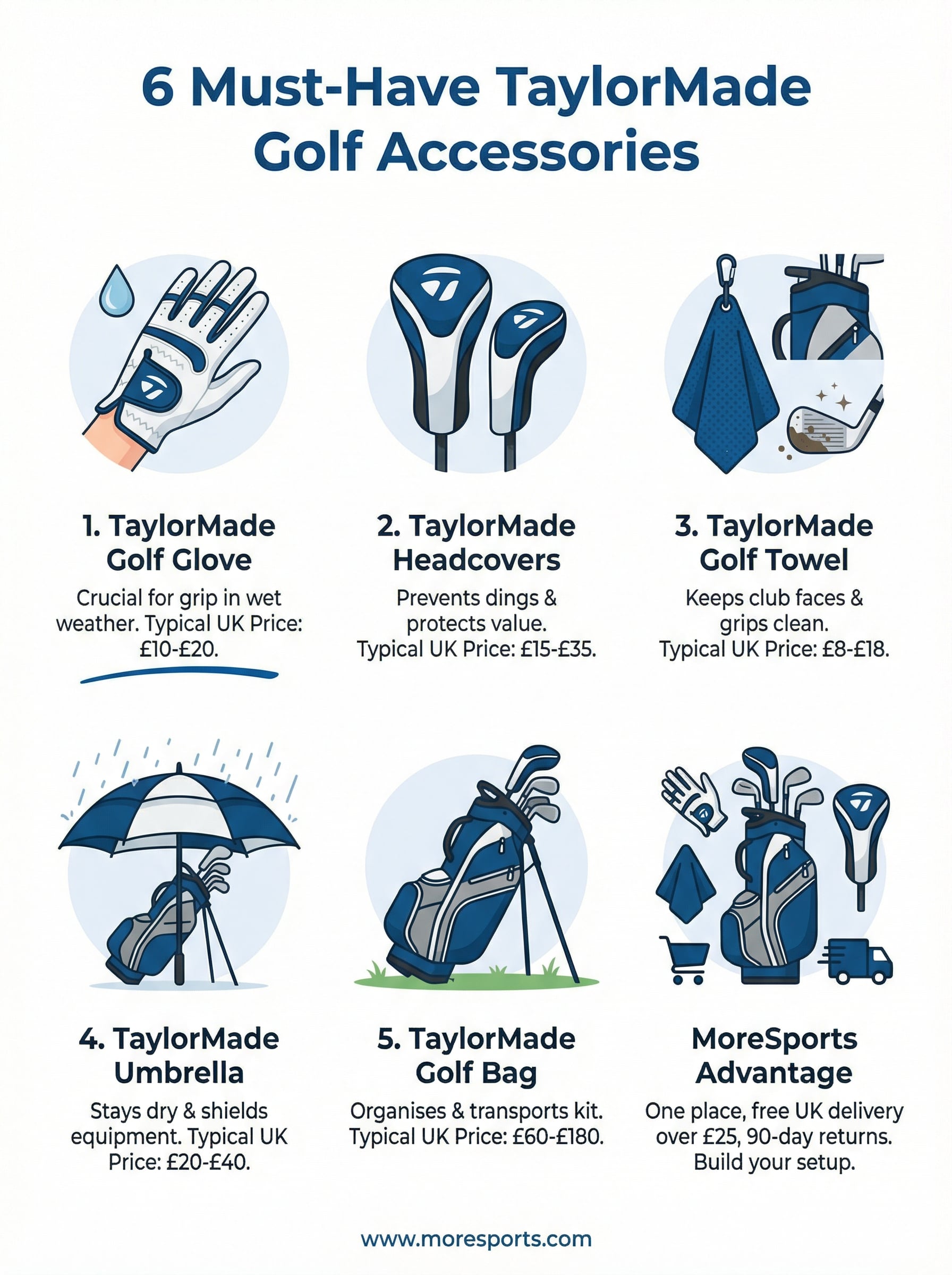 taylormade golf accessories infographic