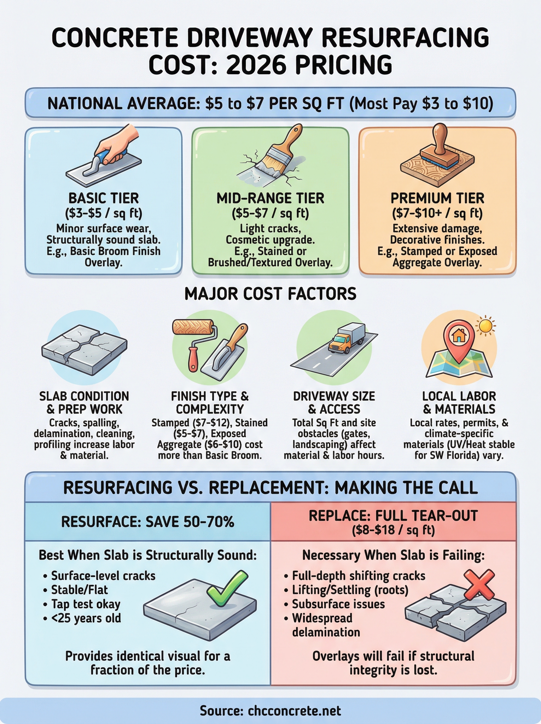 concrete driveway resurfacing cost infographic
