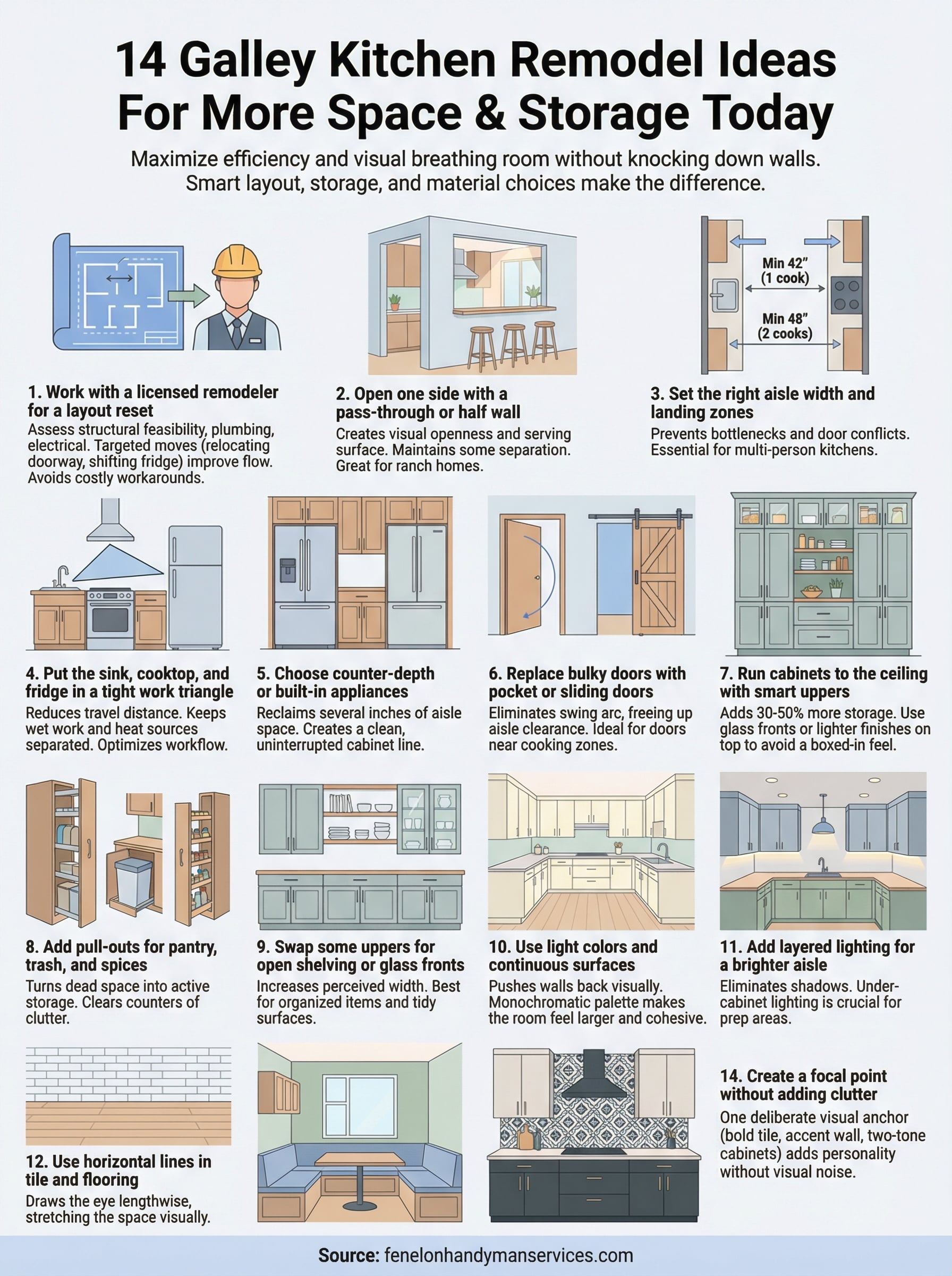 galley kitchen remodel ideas infographic
