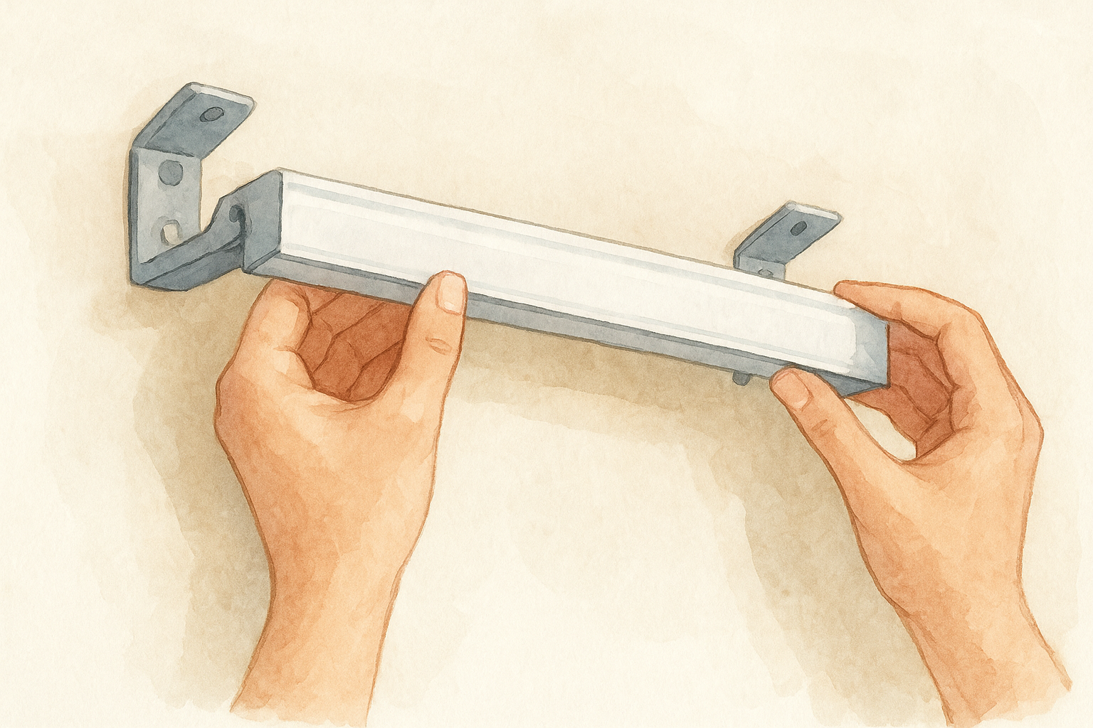 Snap the headrail into the brackets and test