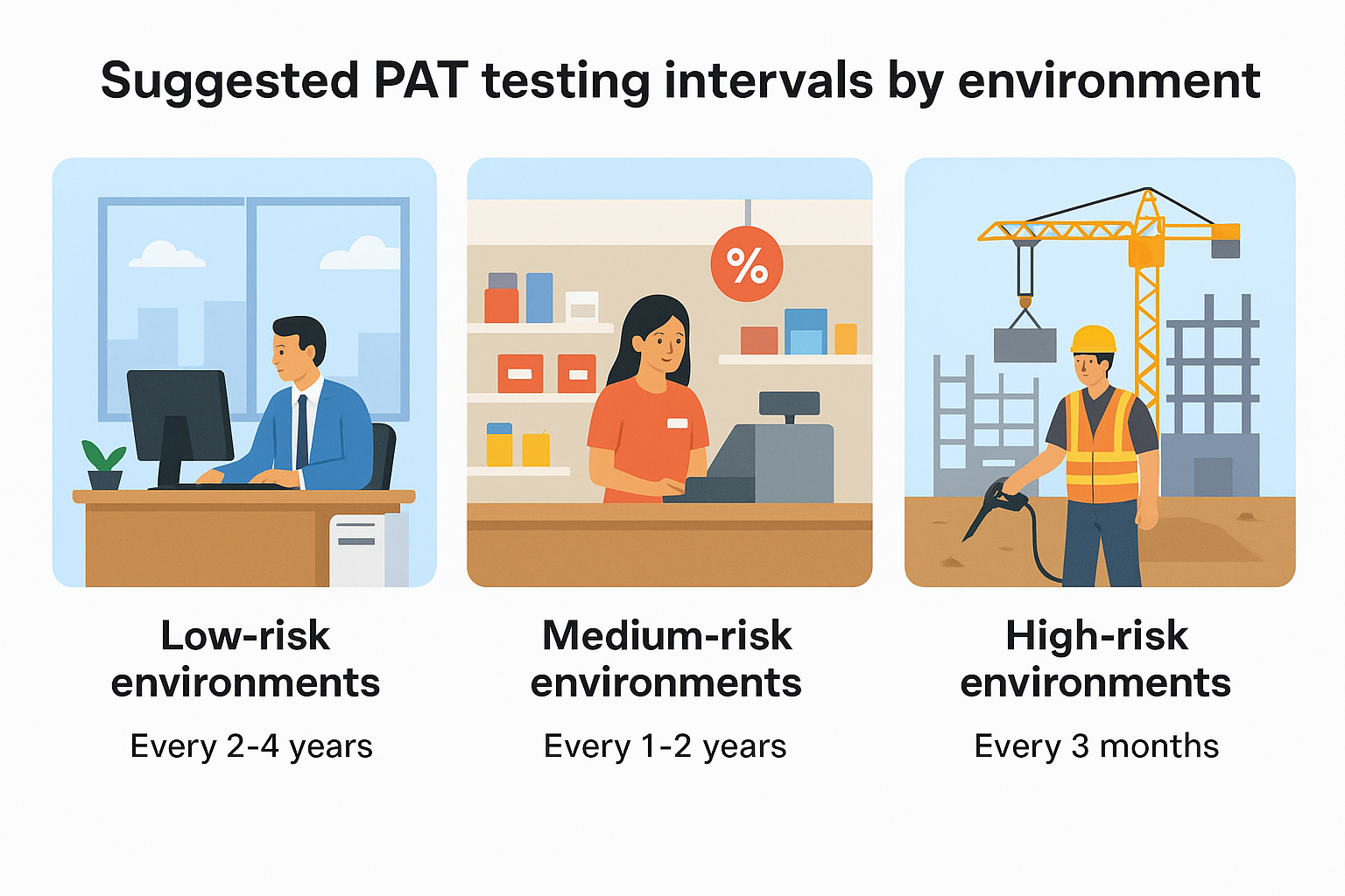 Suggested PAT testing intervals by environment