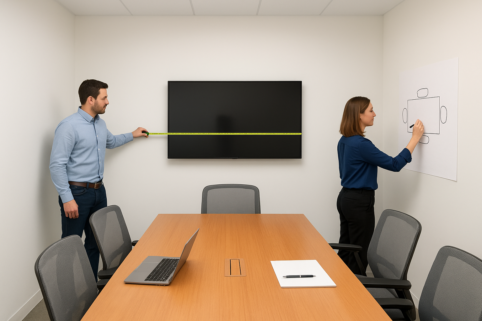 Measure the room and map the participants