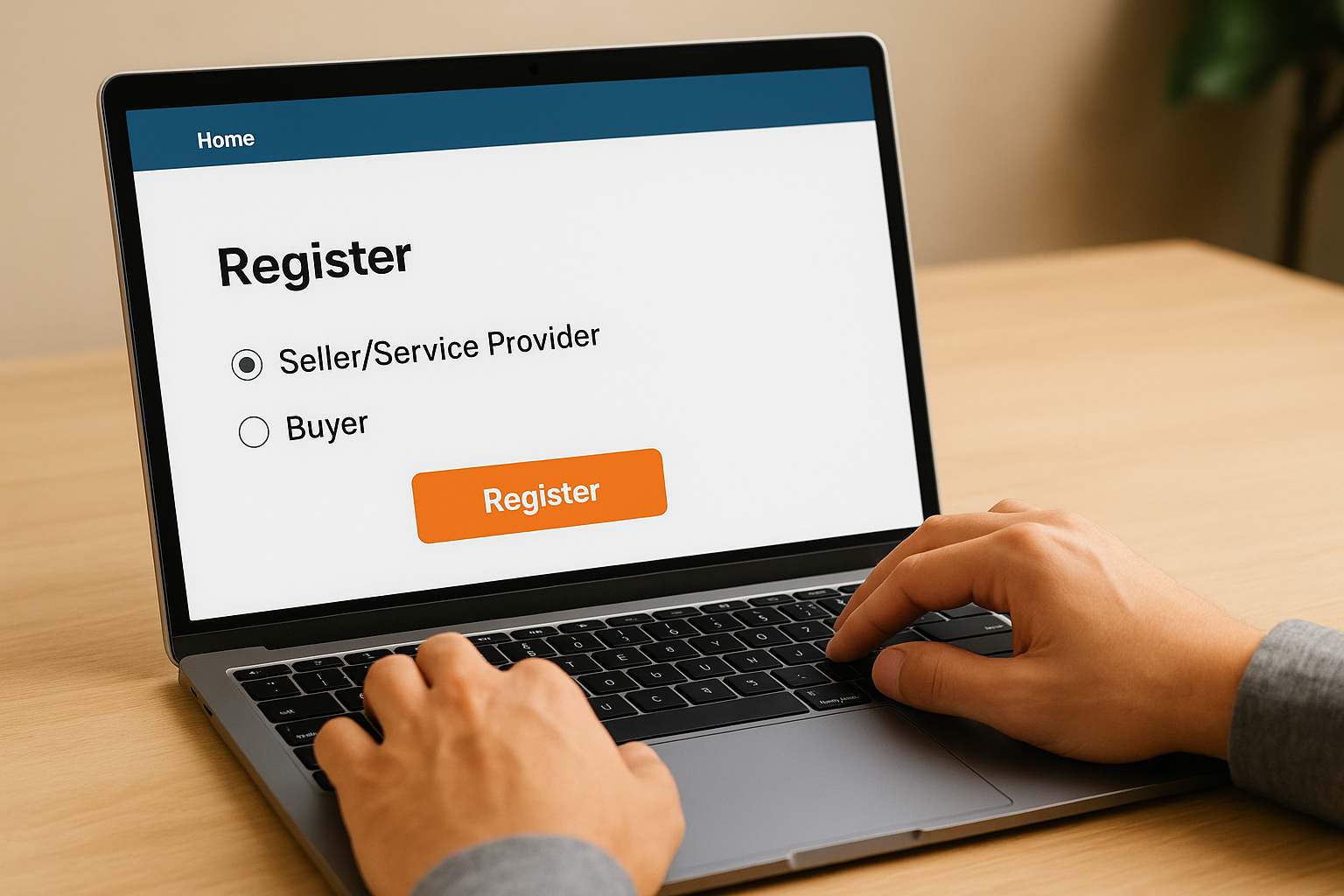 Locate the seller sign-up page