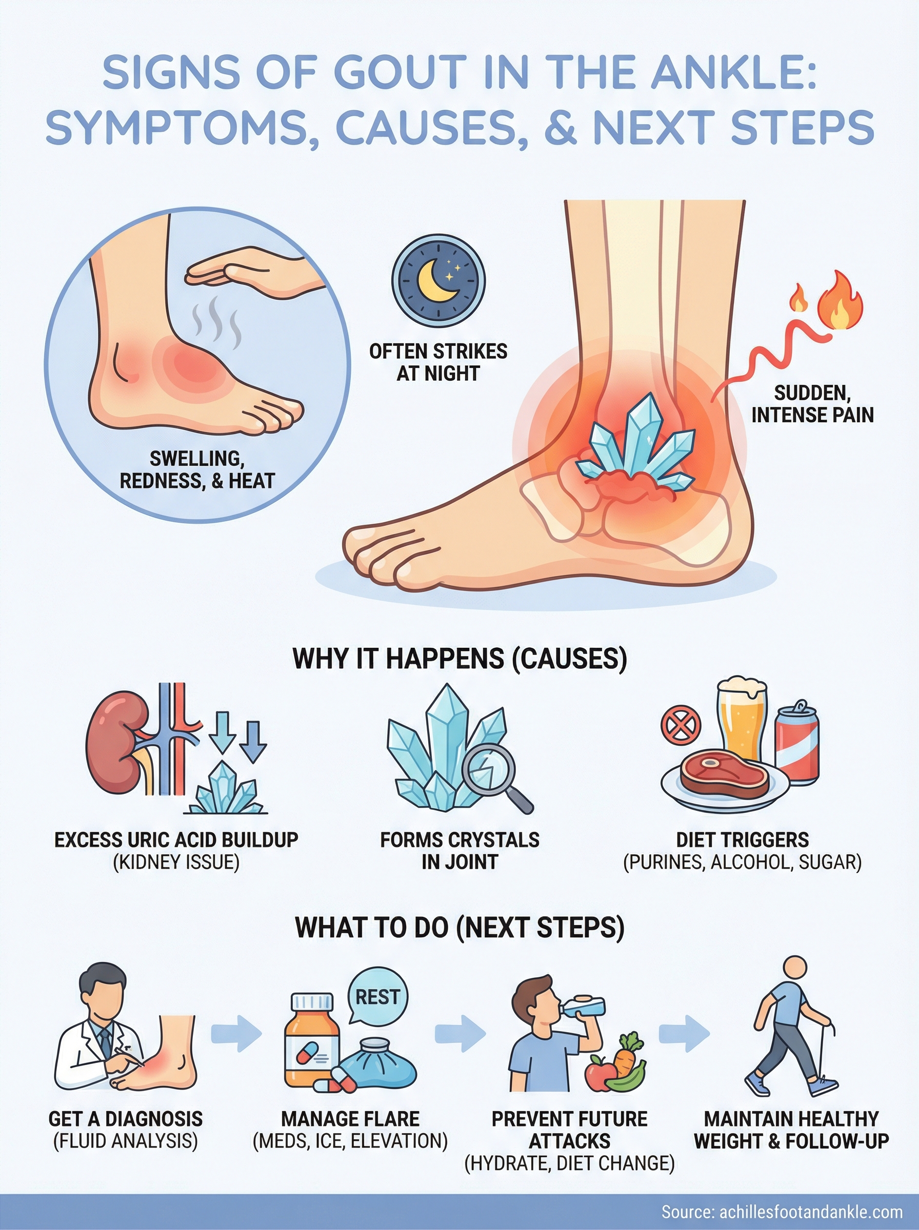 signs of gout in the ankle infographic