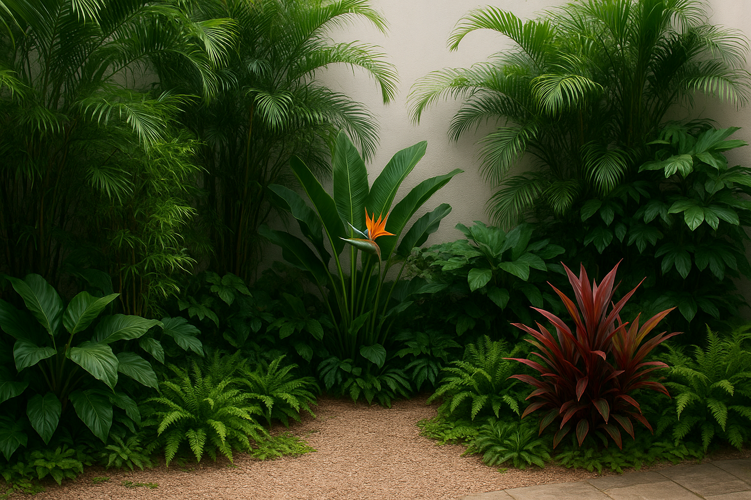 3. Create a lush jungle feel with layered tropical planting