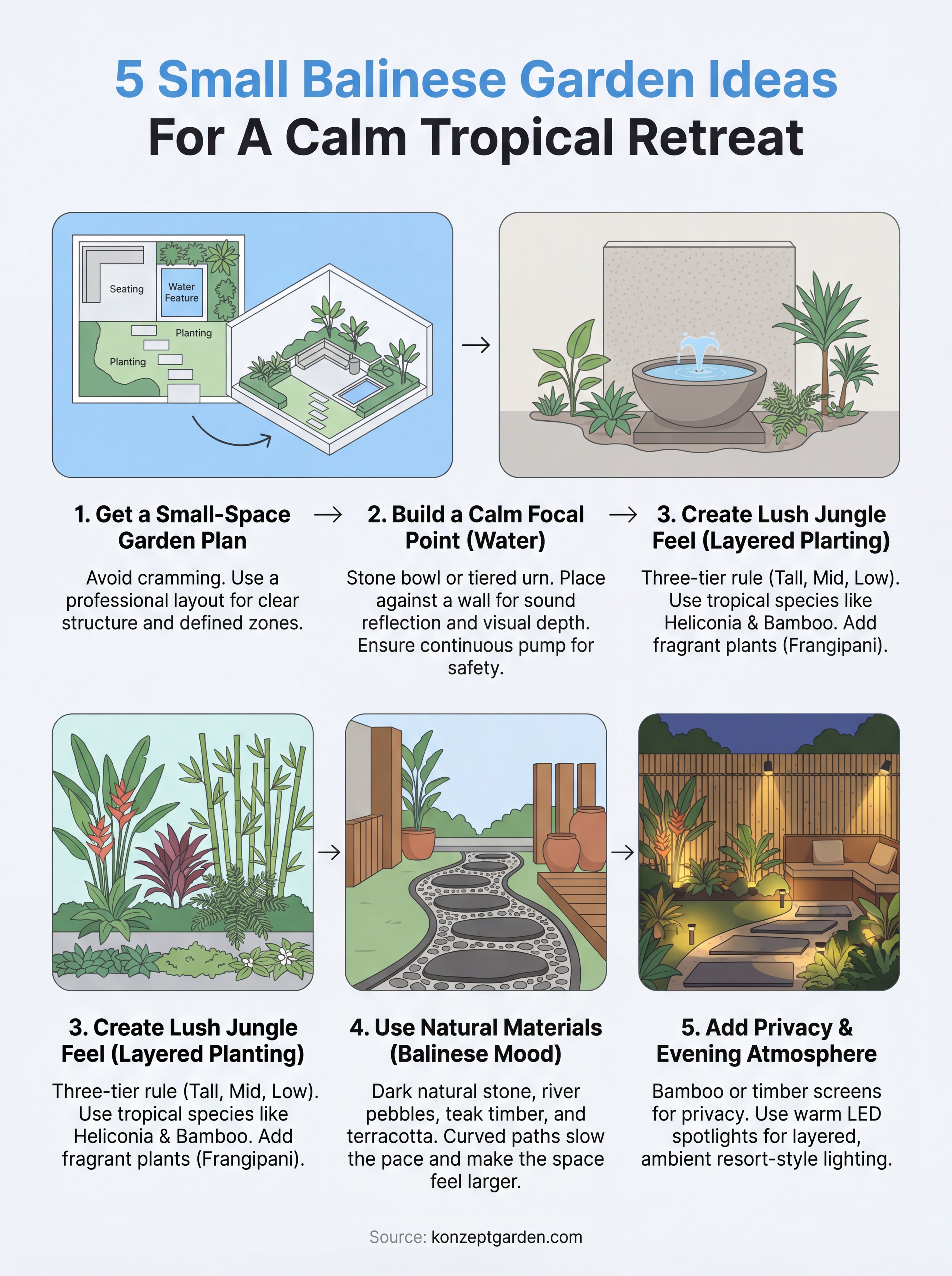 small balinese garden ideas infographic