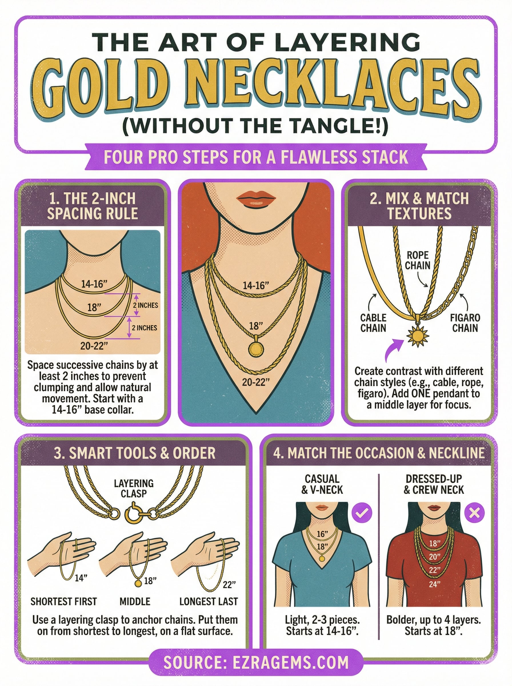 hoe gouden kettingen te combineren infographic
