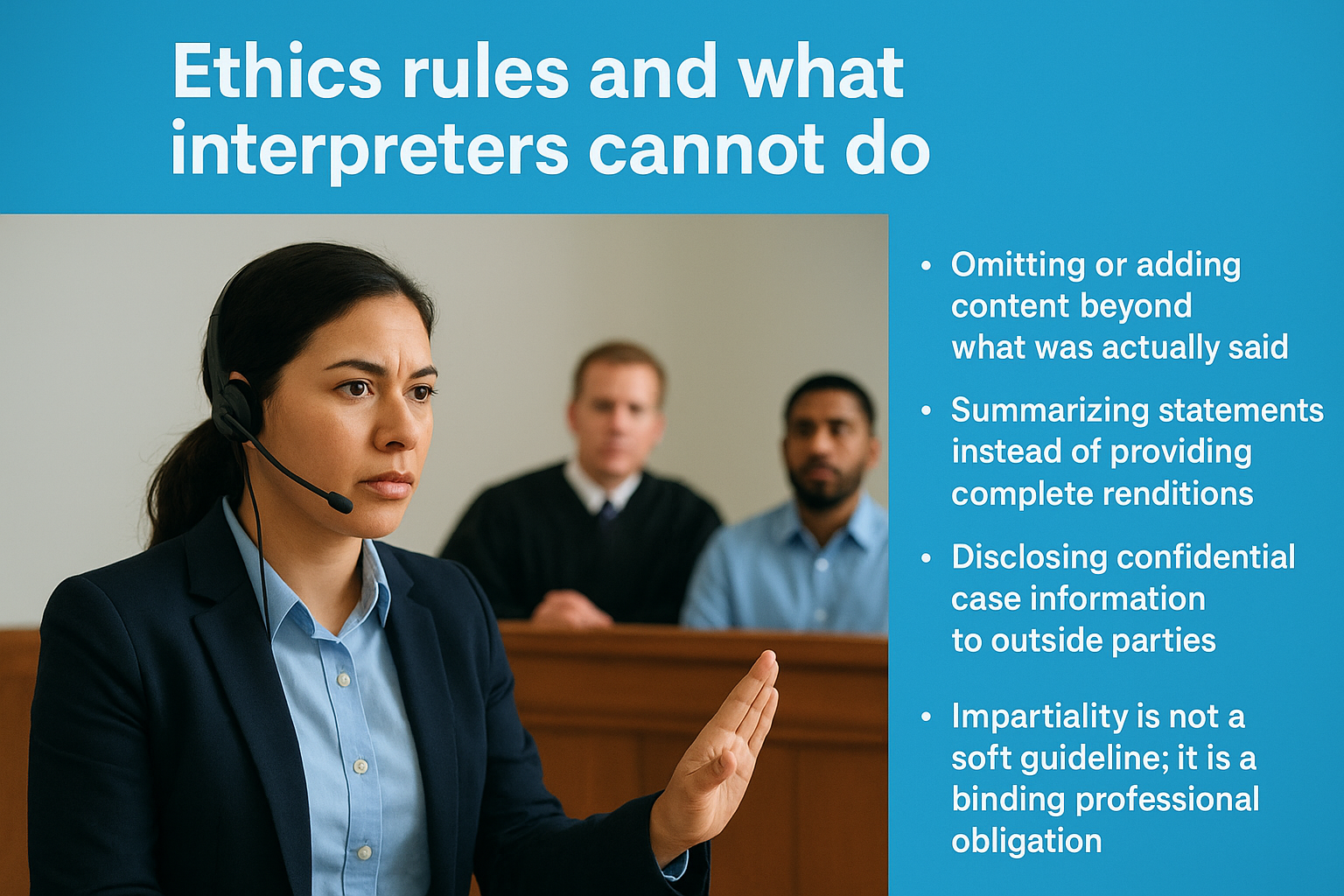 Ethics rules and what interpreters cannot do