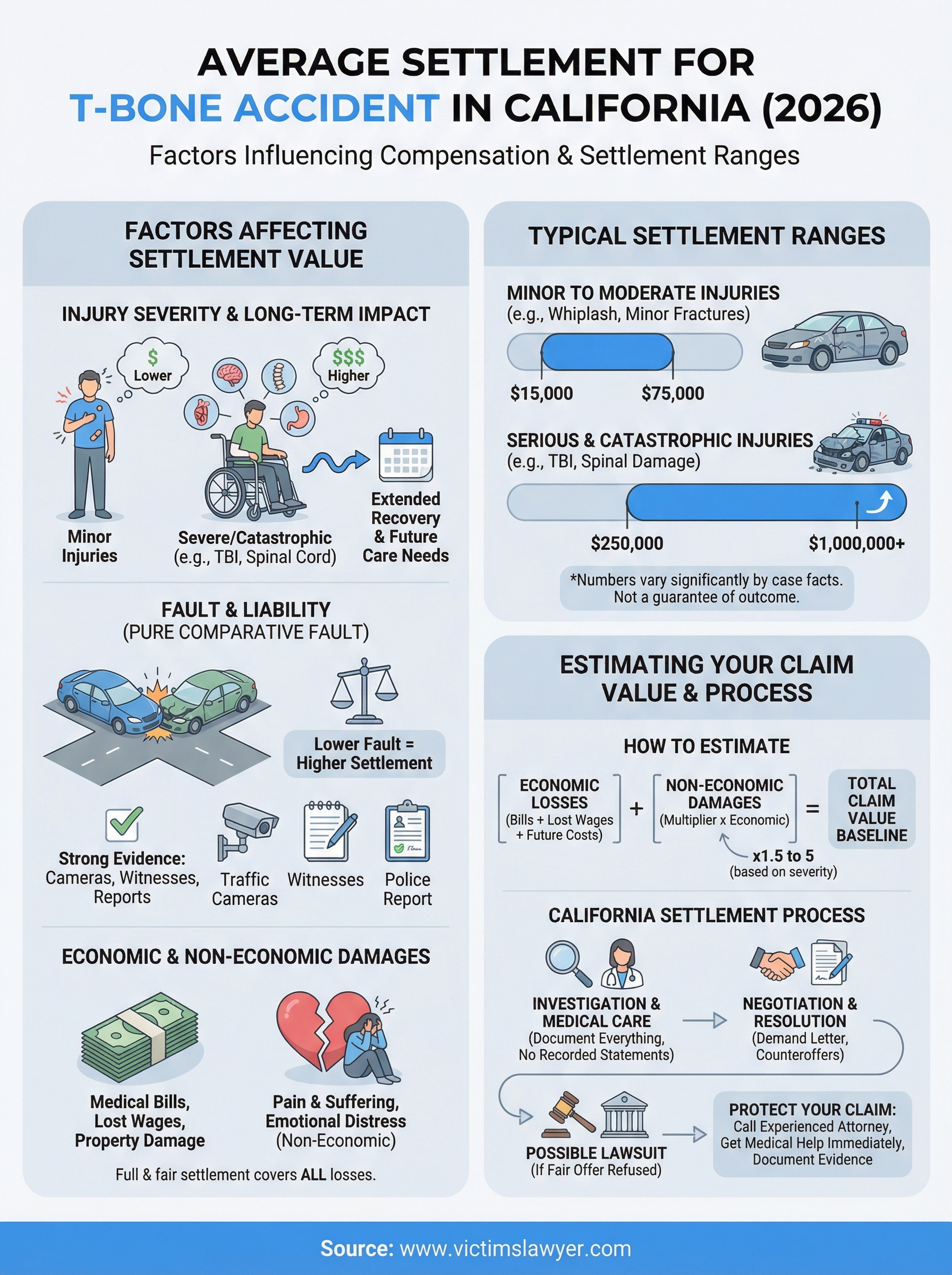 average settlement for t bone accident infographic