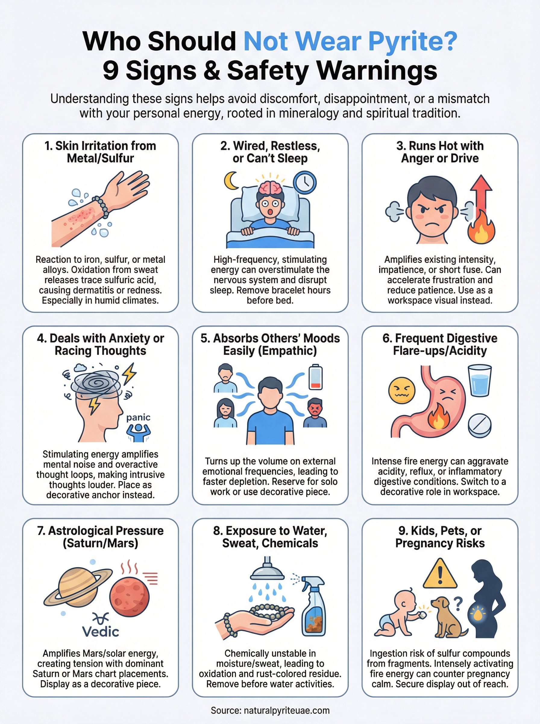 who should not wear pyrite infographic