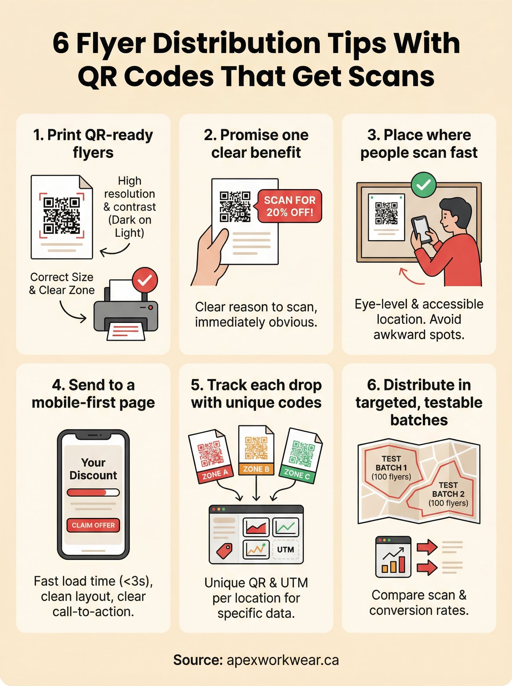 flyer distribution tips (with qr codes) infographic