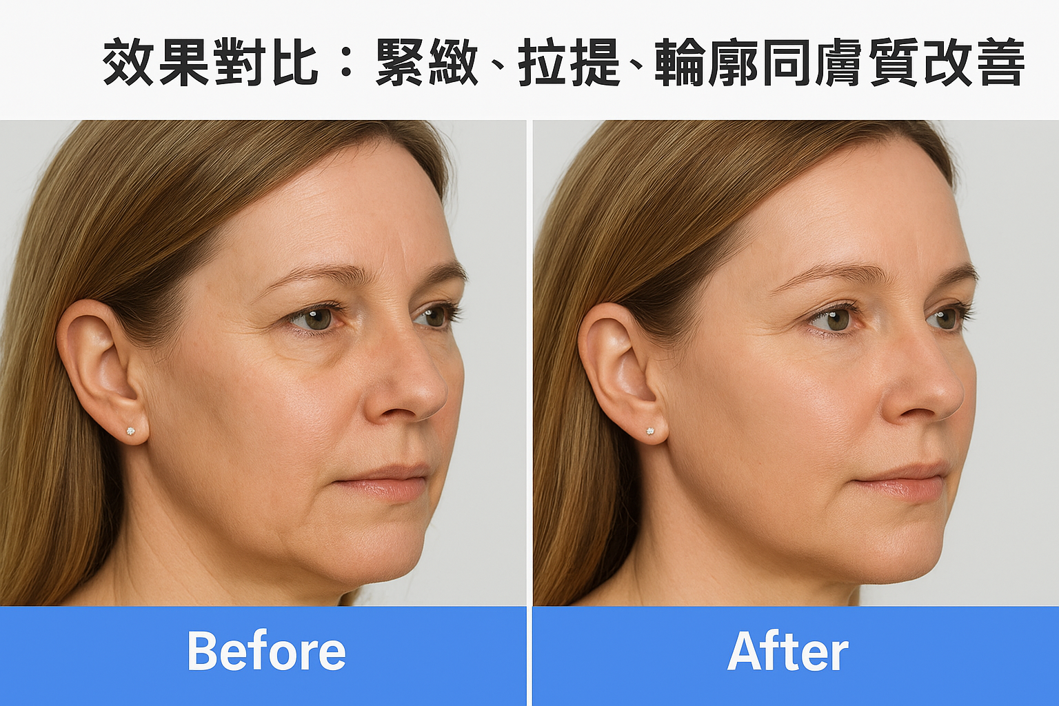 效果對比：緊緻、拉提、輪廓同膚質改善