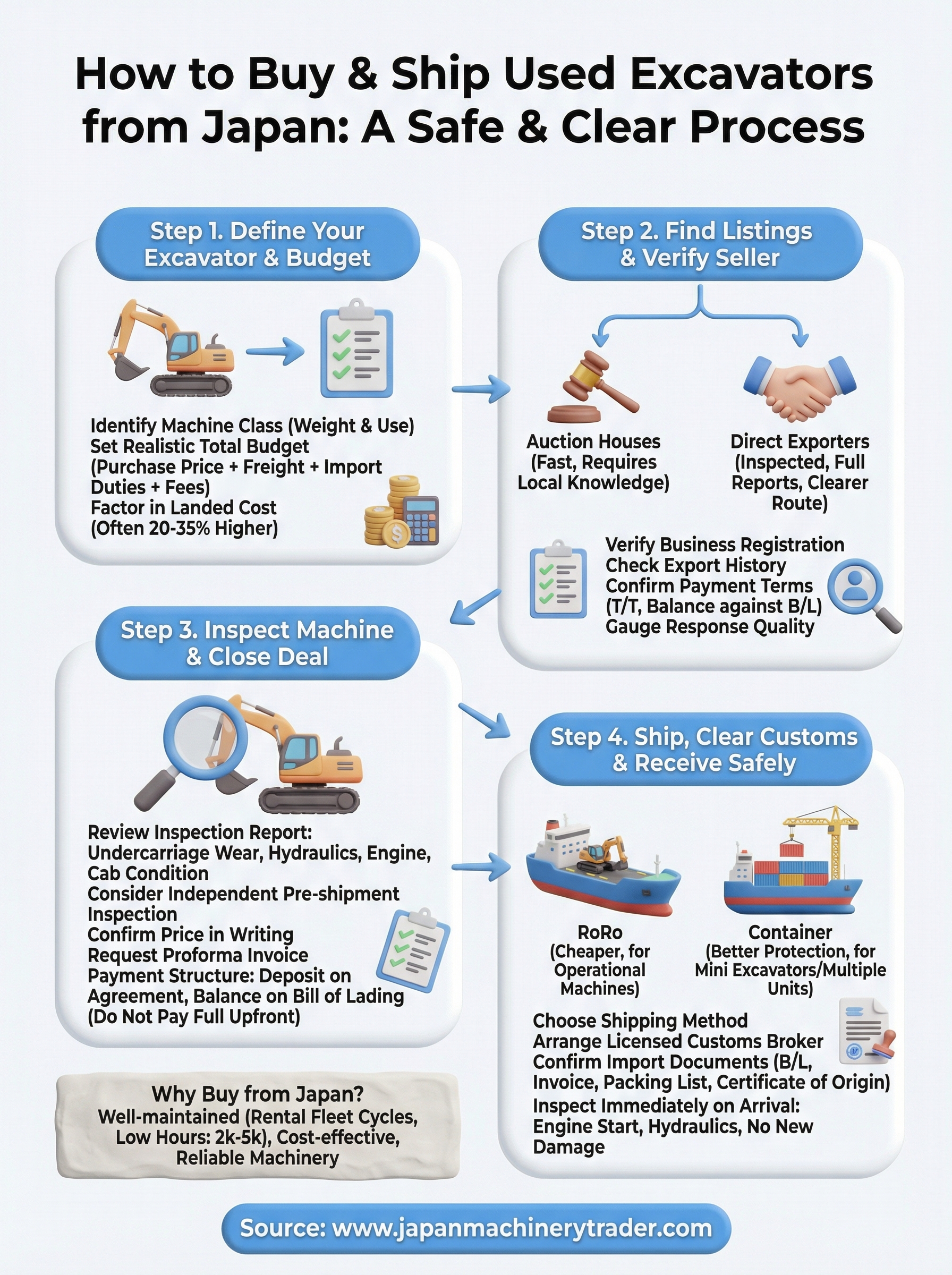 used excavators for sale japan infographic
