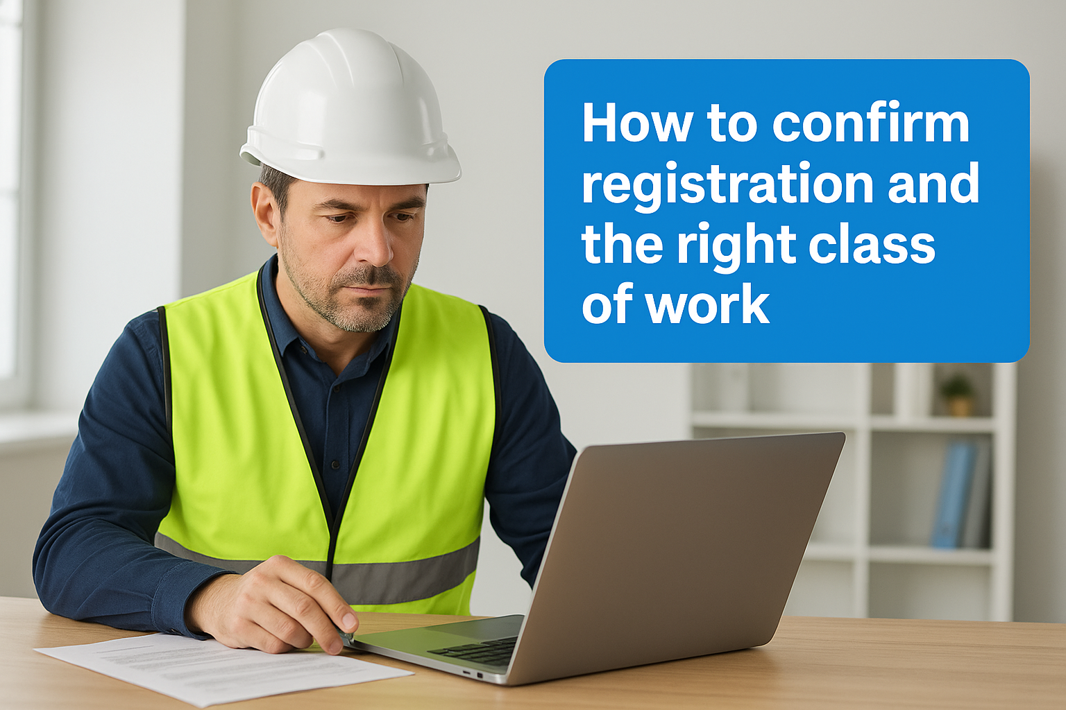 How to confirm registration and the right class of work