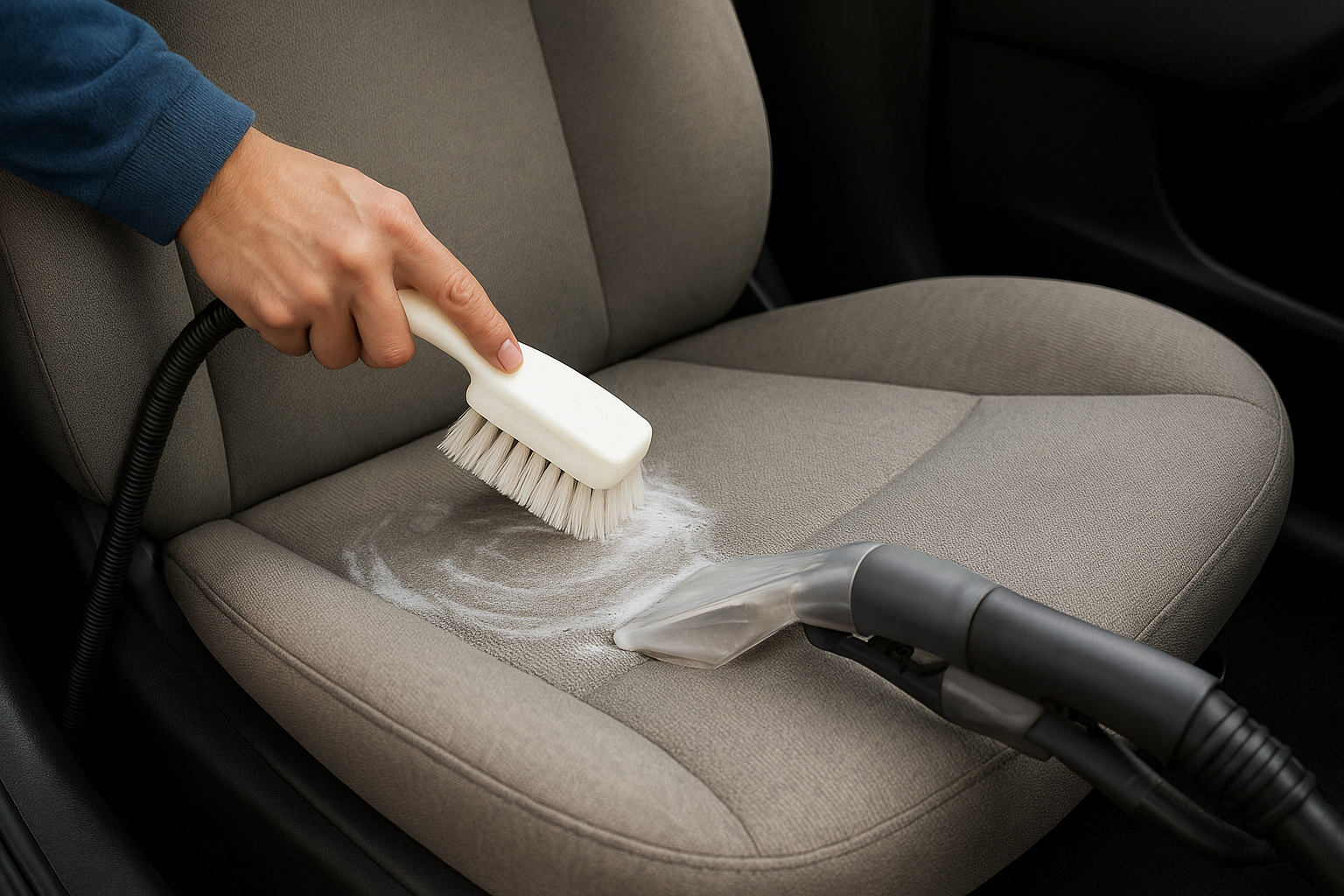 Deep clean cloth seats: scrub and extract