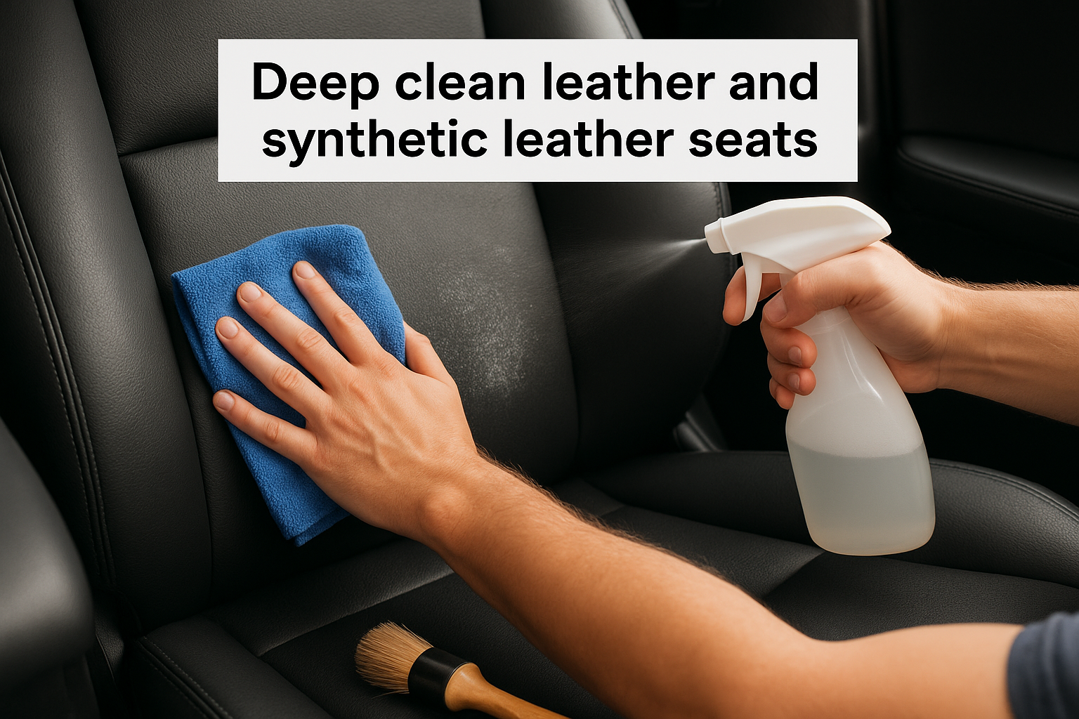 Deep clean leather and synthetic leather seats