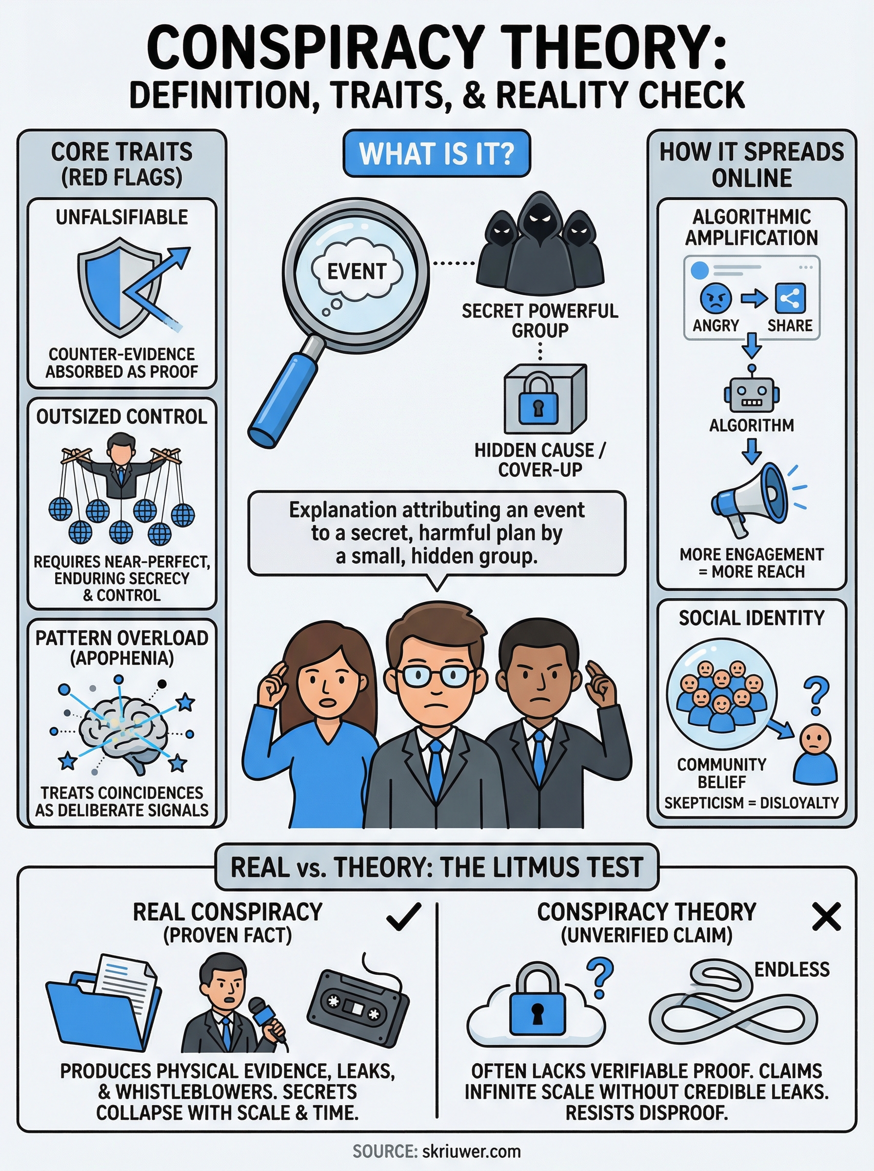 conspiracy theory definition infographic