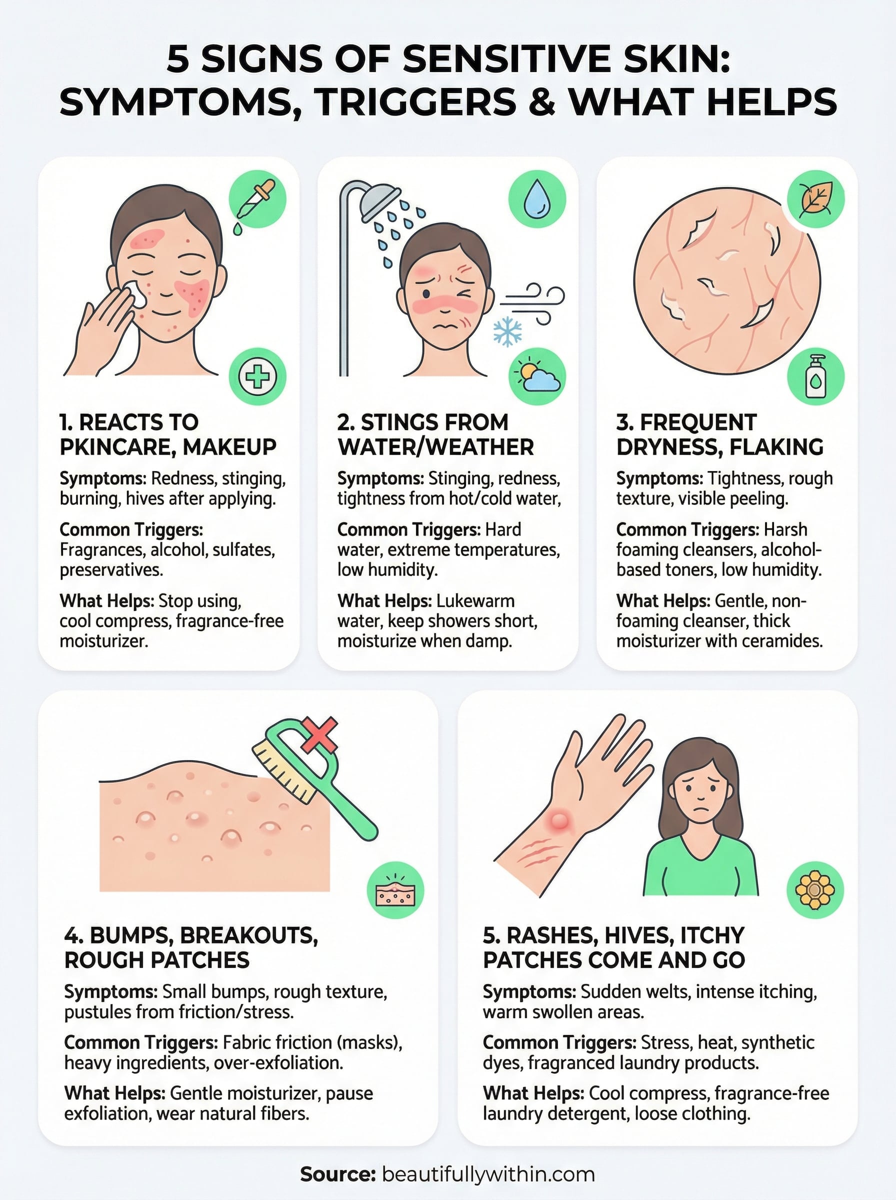 signs of sensitive skin infographic