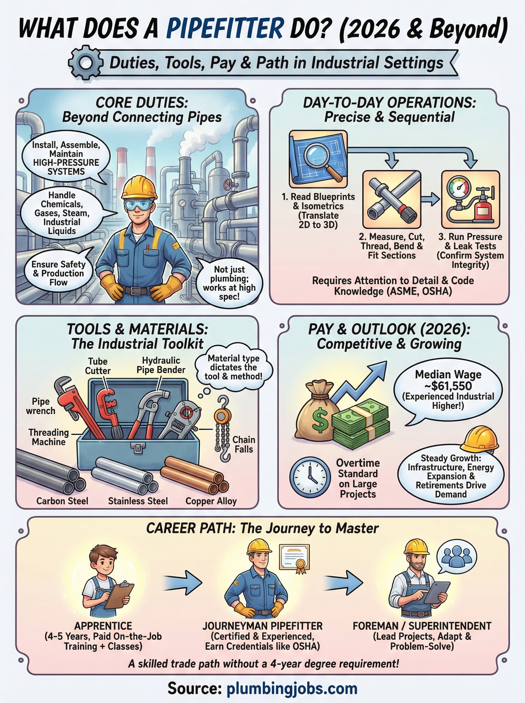 what does a pipefitter do infographic
