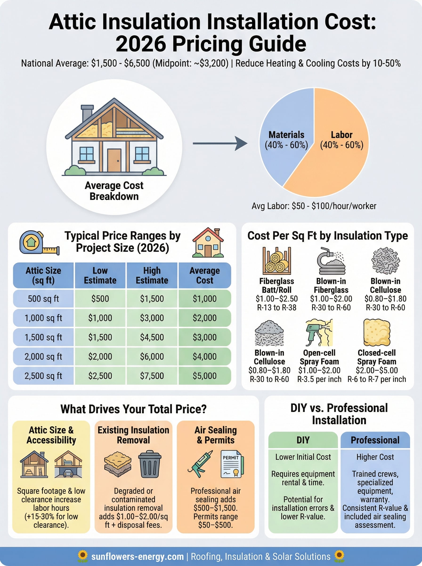 attic insulation installation cost infographic