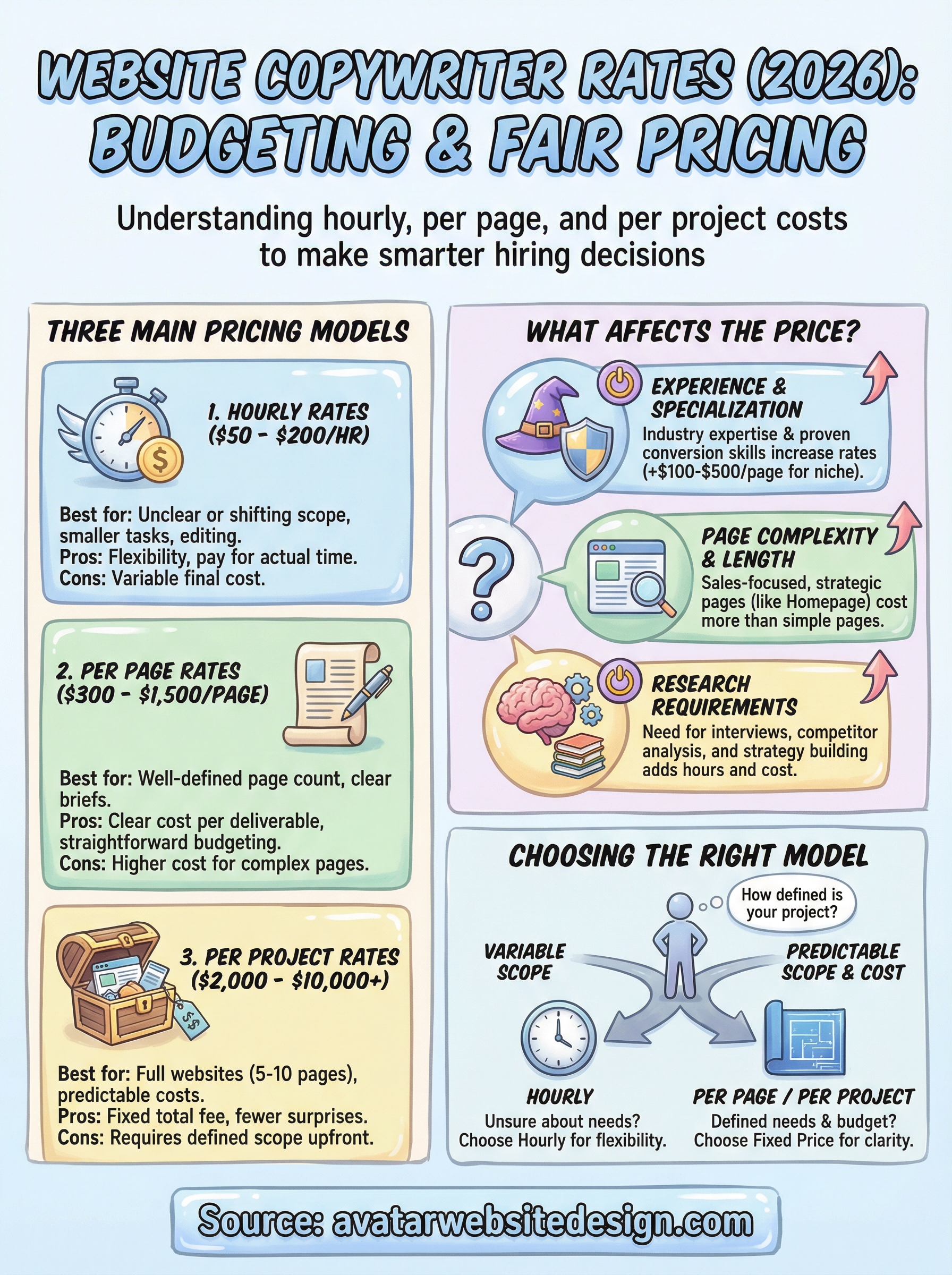 website copywriter rates infographic