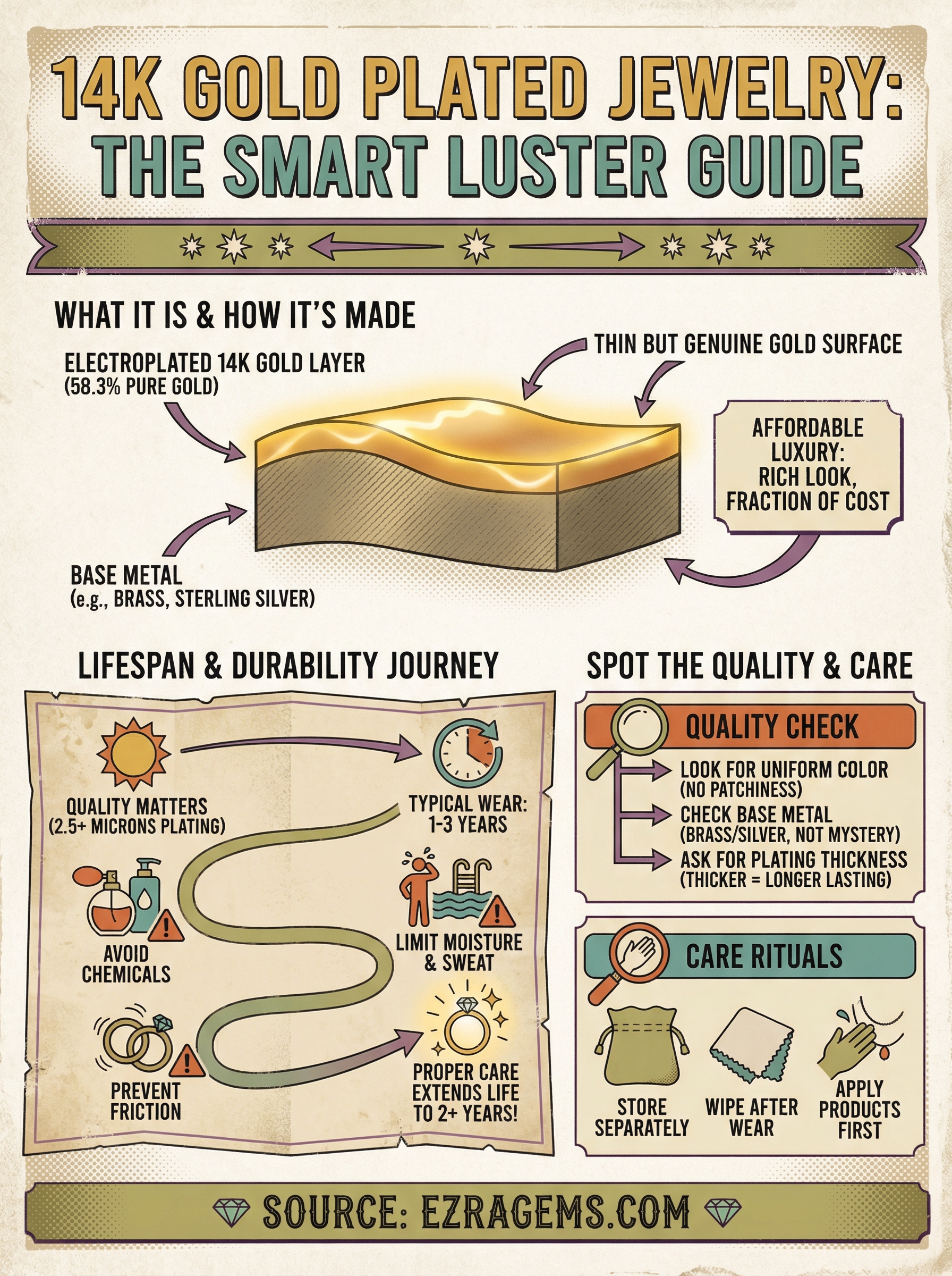 14k gold plated jewelry infographic