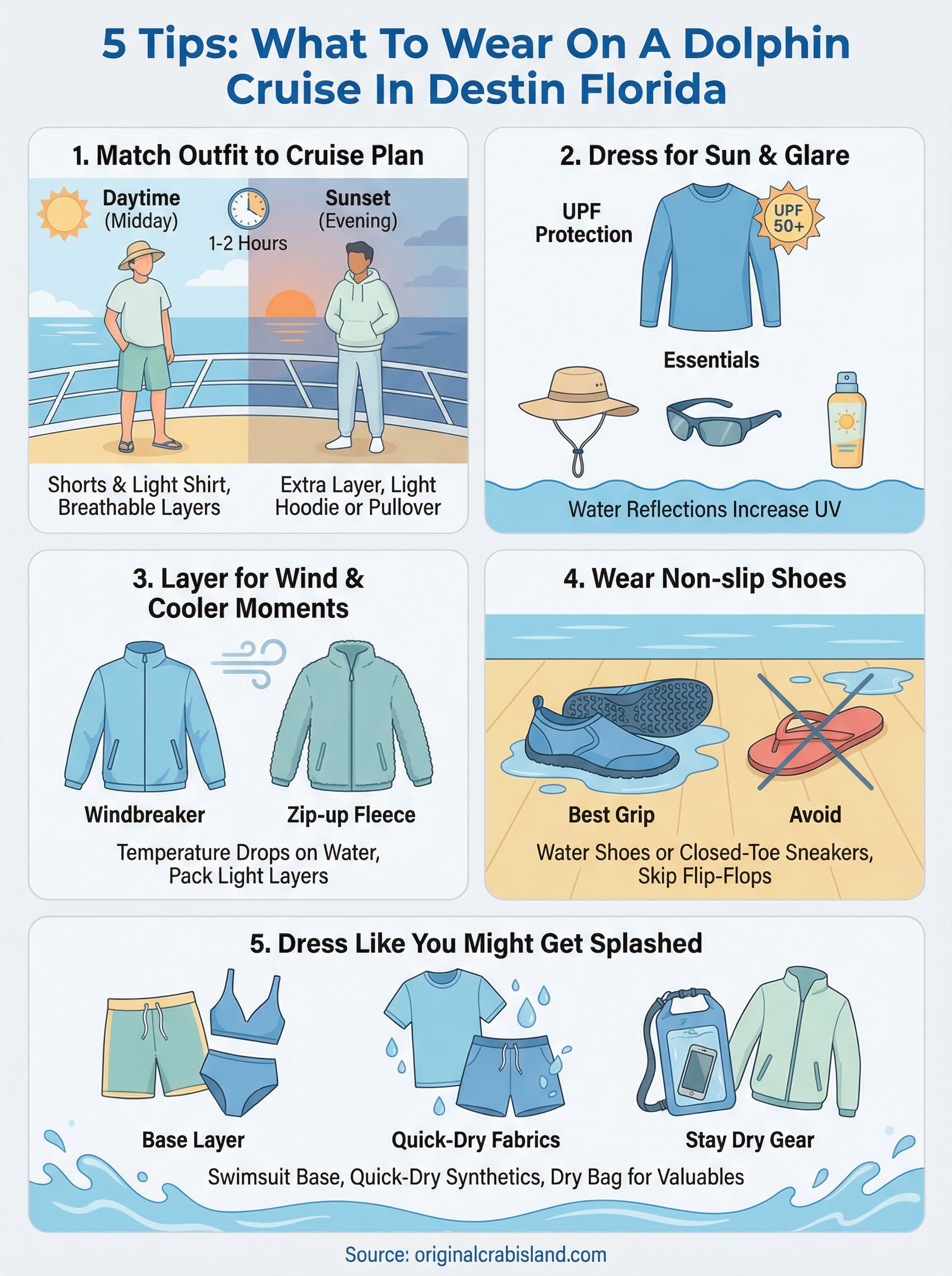 what to wear on a dolphin cruise infographic
