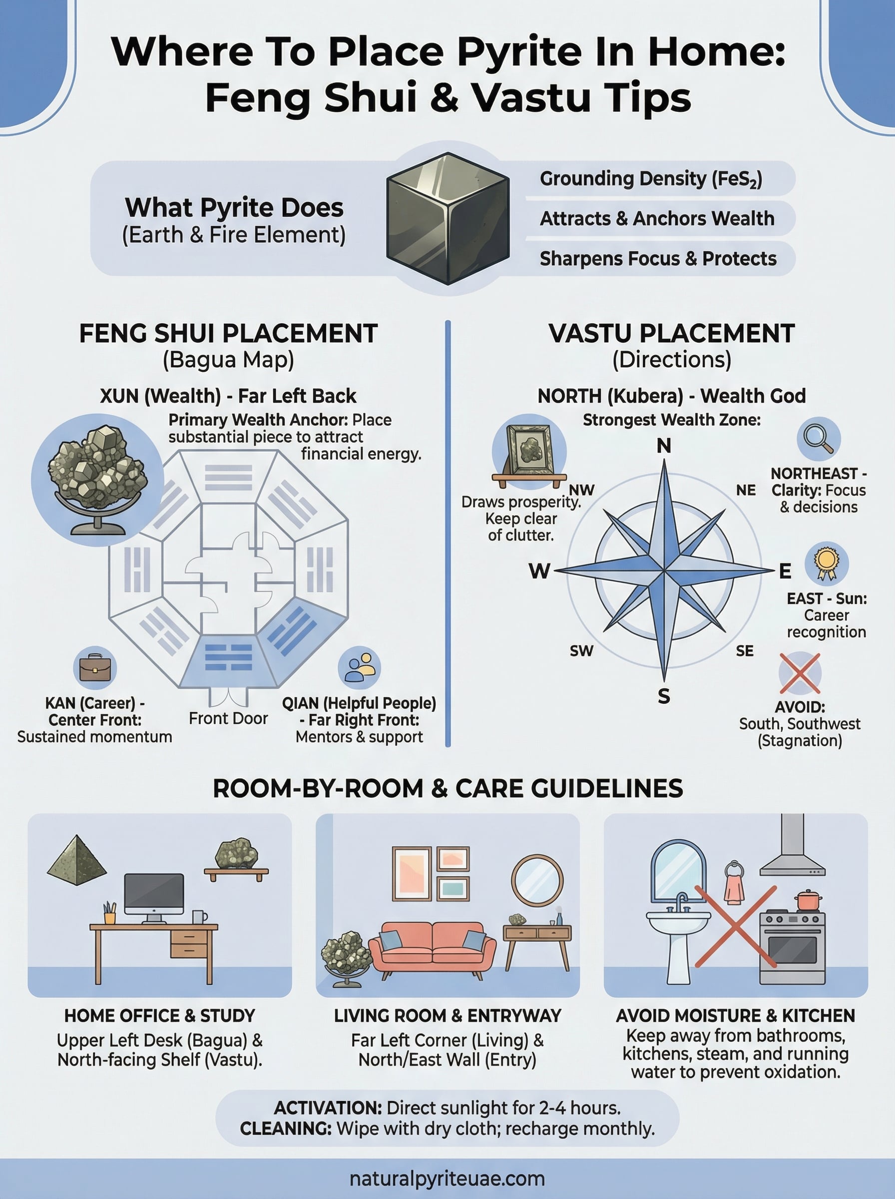 where to place pyrite in home infographic
