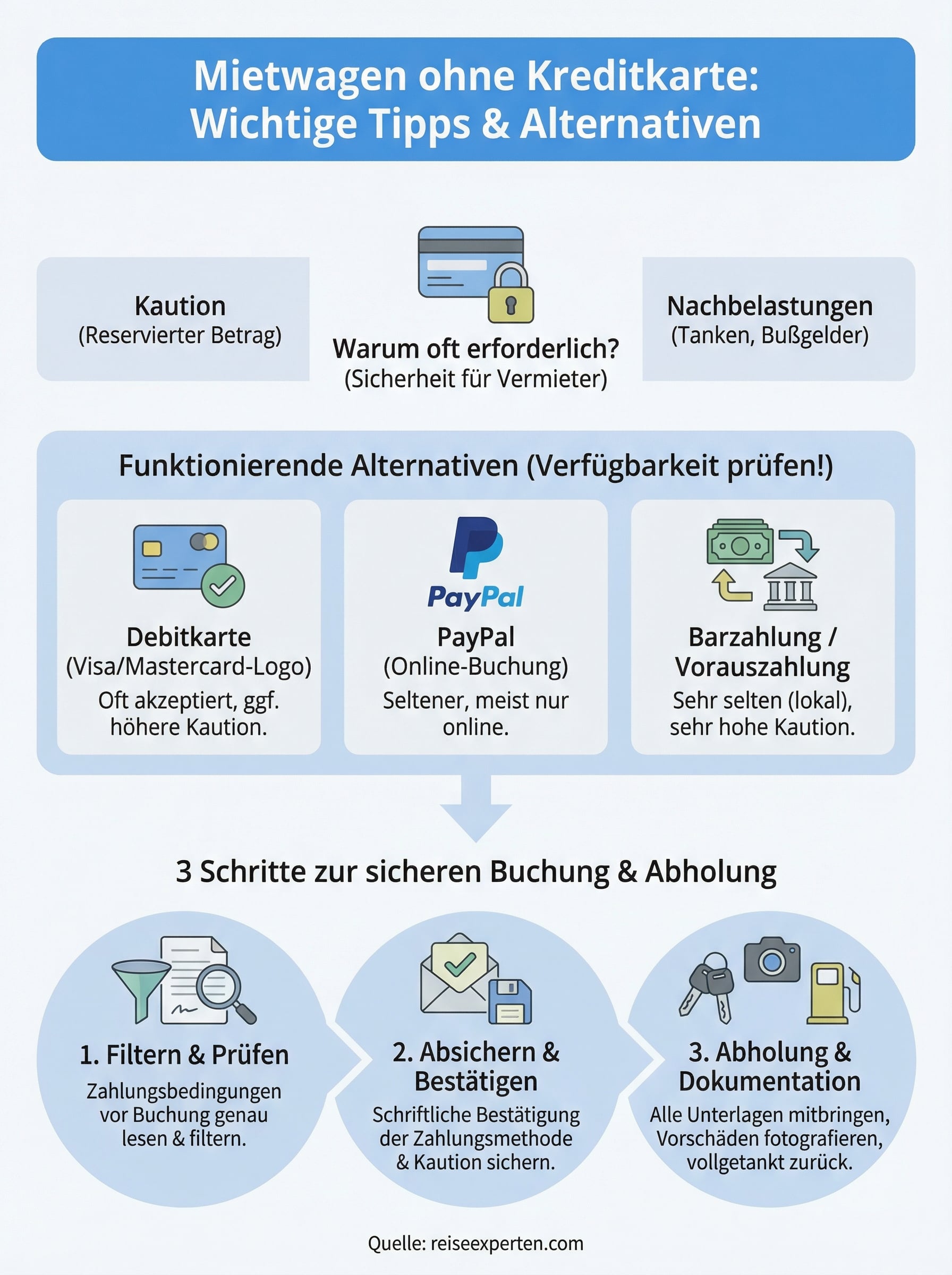mietwagen ohne kreditkarte buchen infographic