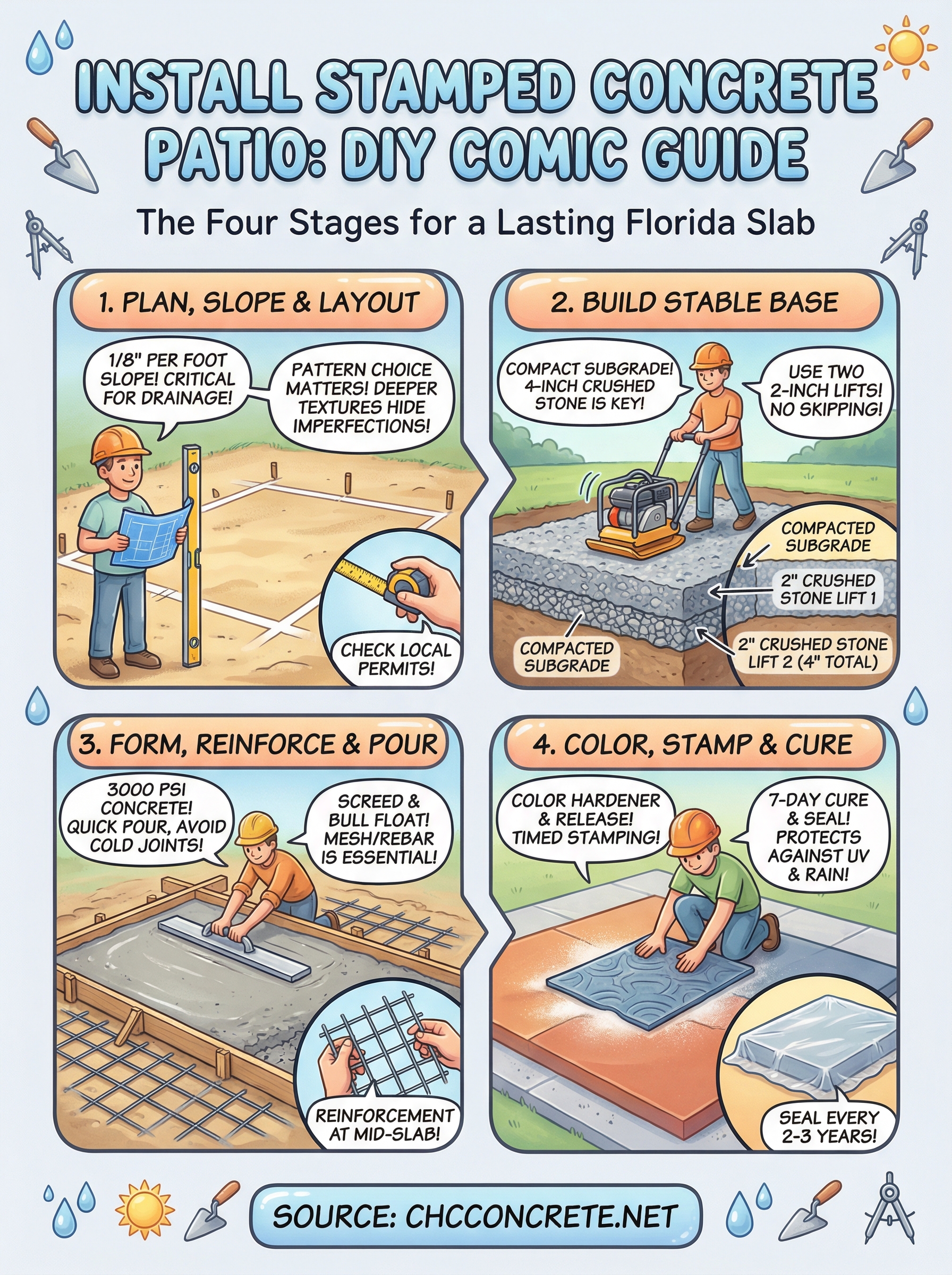 install stamped concrete patio infographic