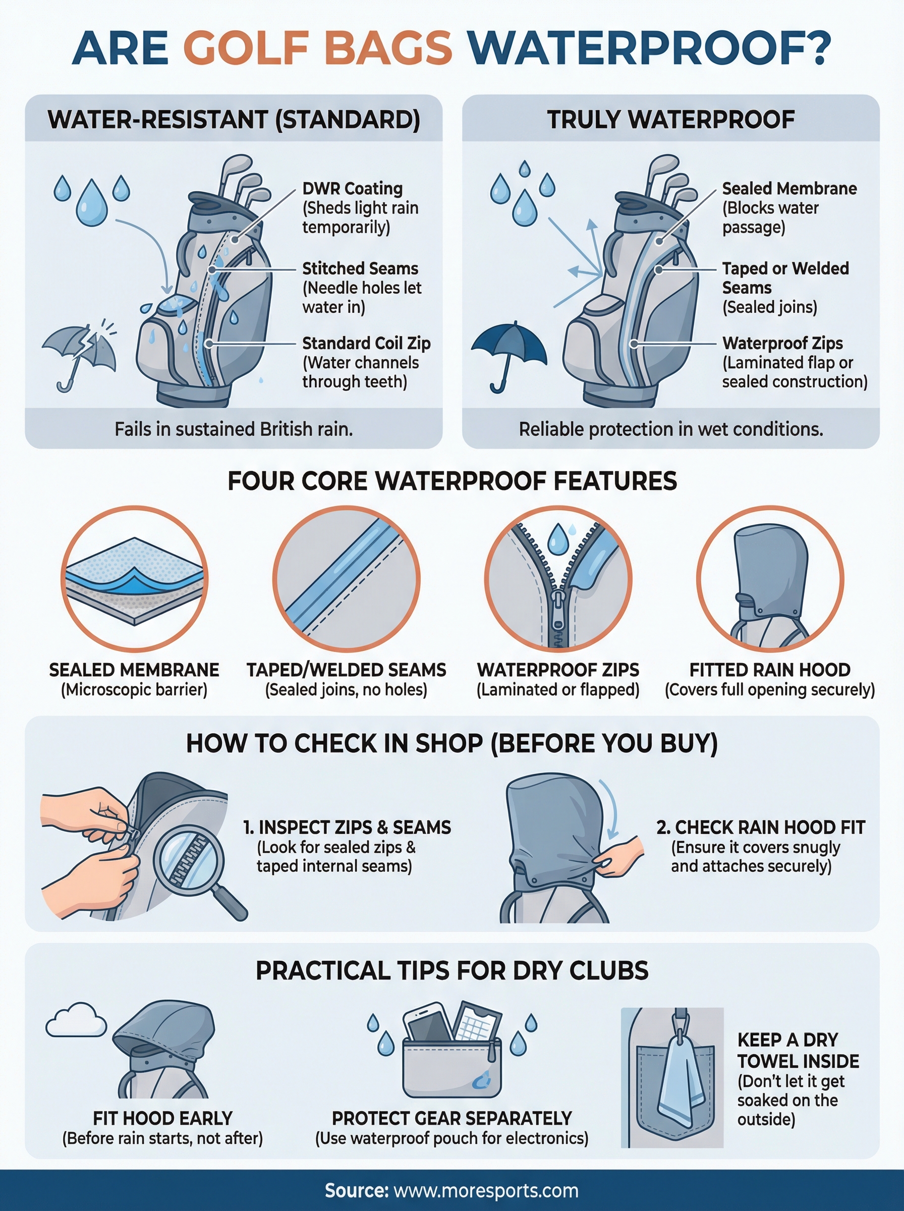 are golf bags waterproof infographic