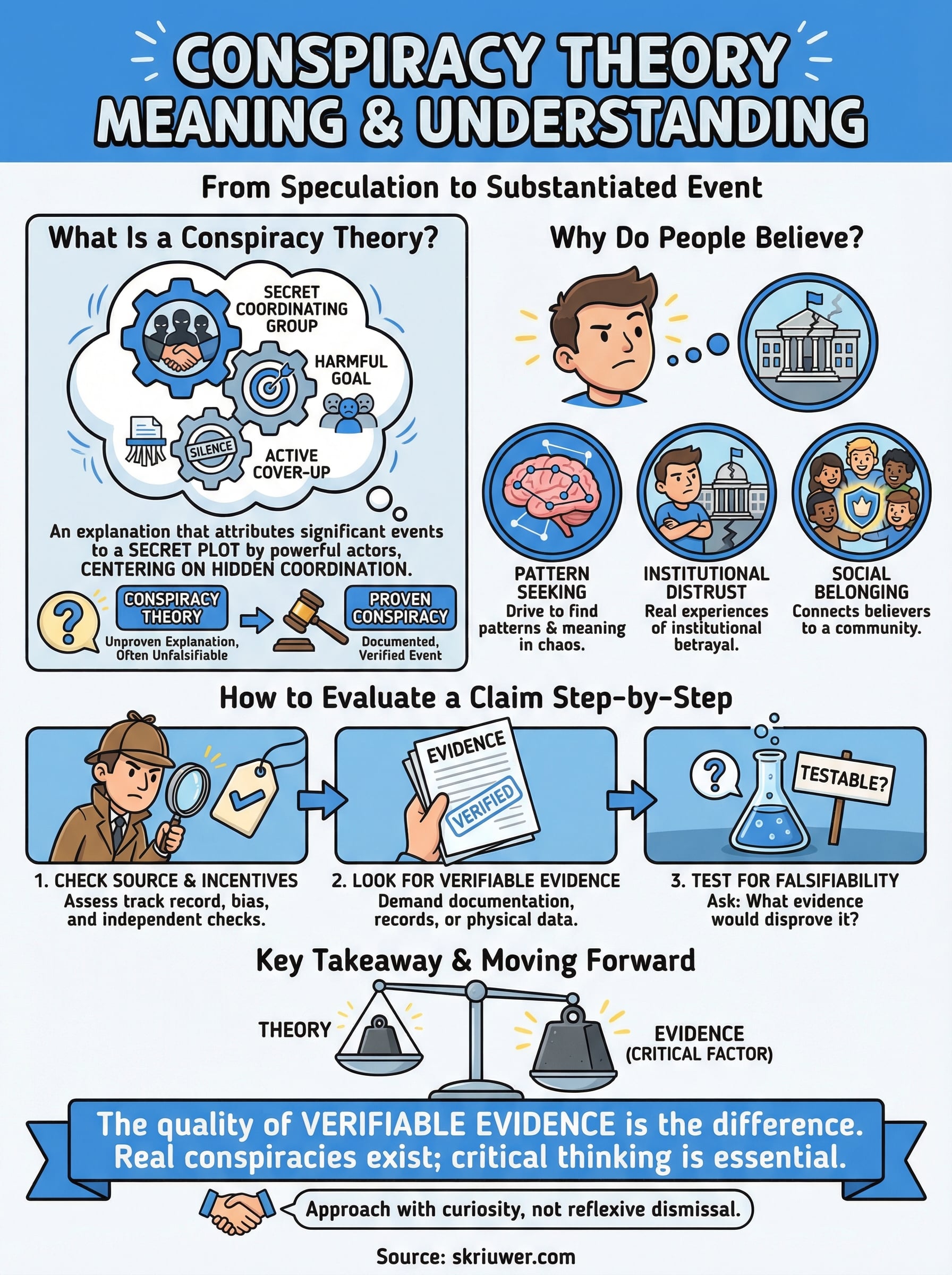 conspiracy theory meaning infographic