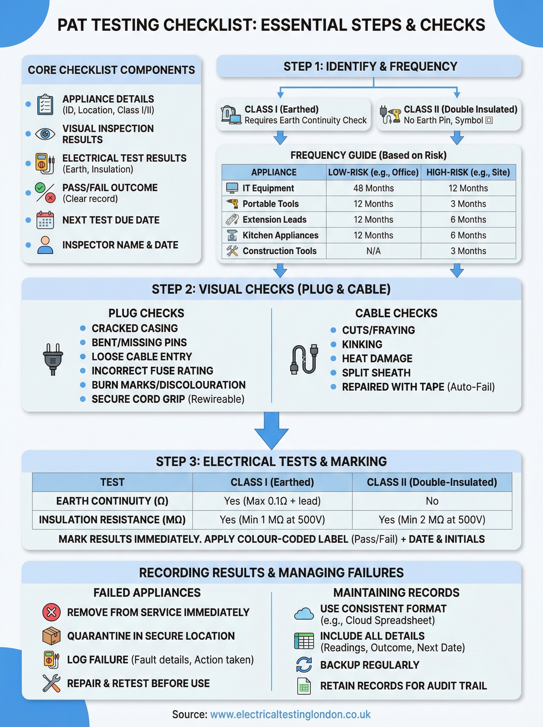pat testing checklist infographic