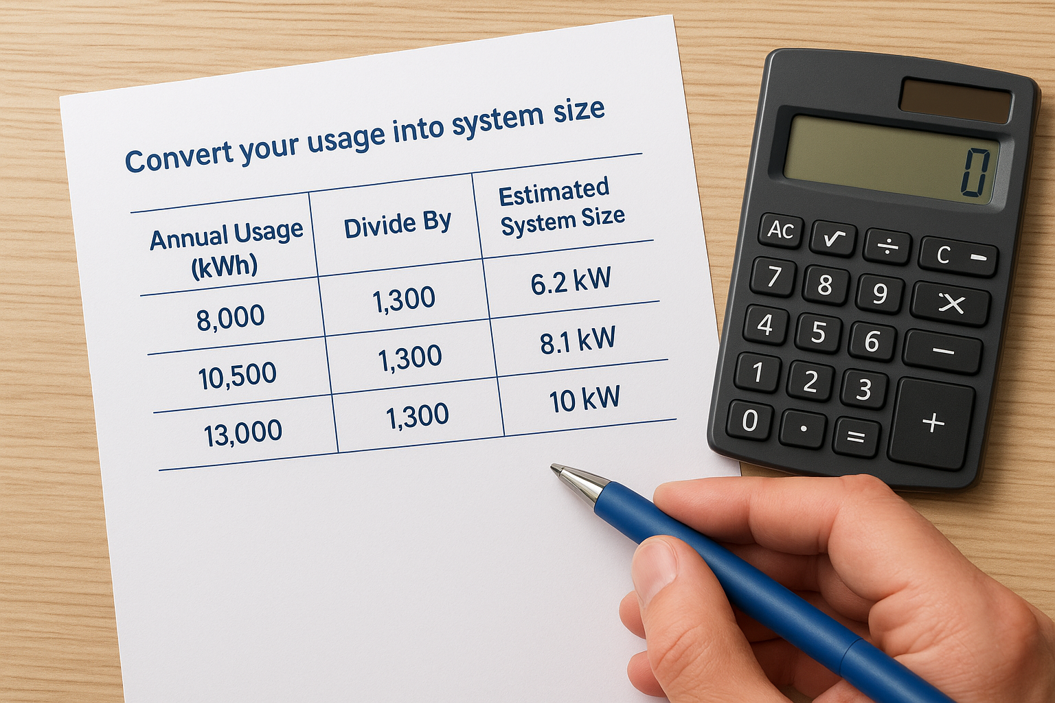 Convert your usage into system size