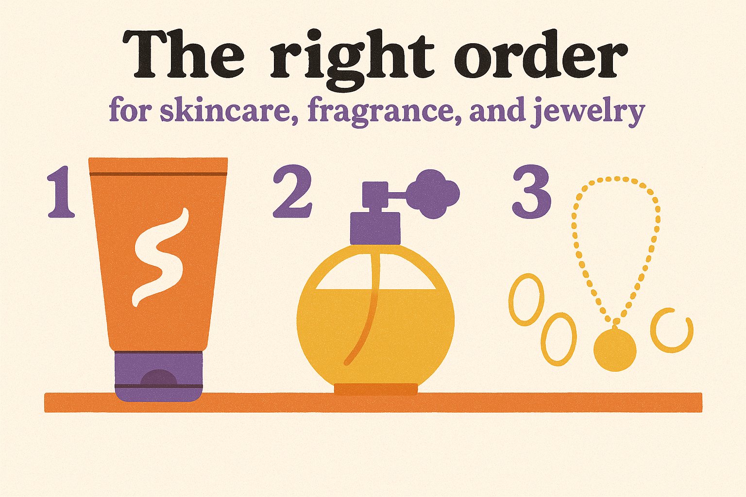 The right order for skincare, fragrance, and jewelry