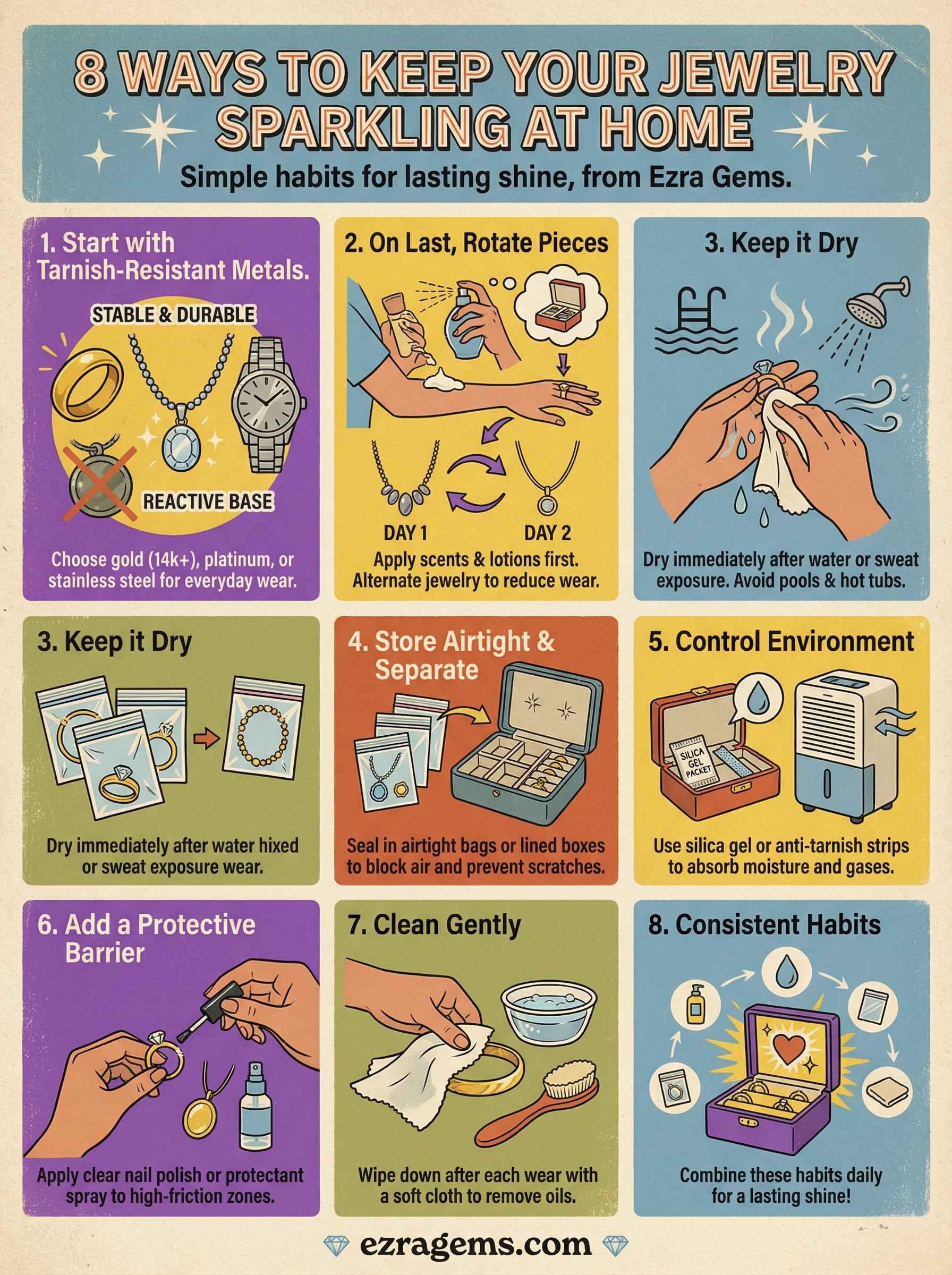 how to keep jewelry from tarnishing infographic