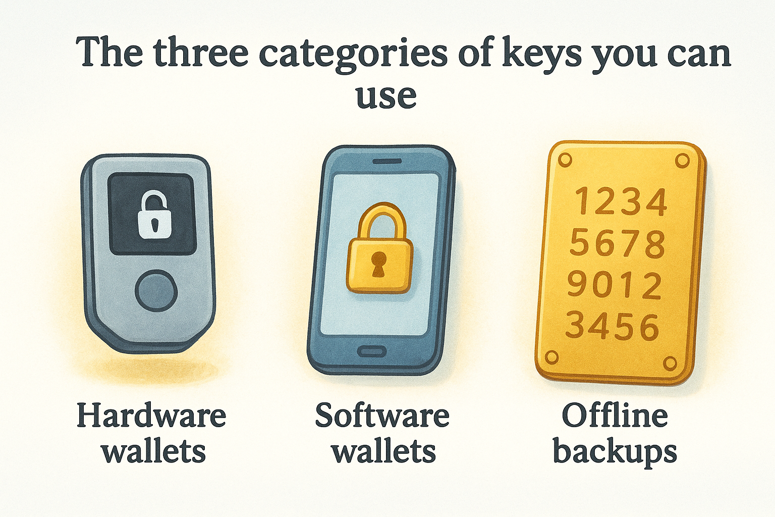 The three categories of keys you can use