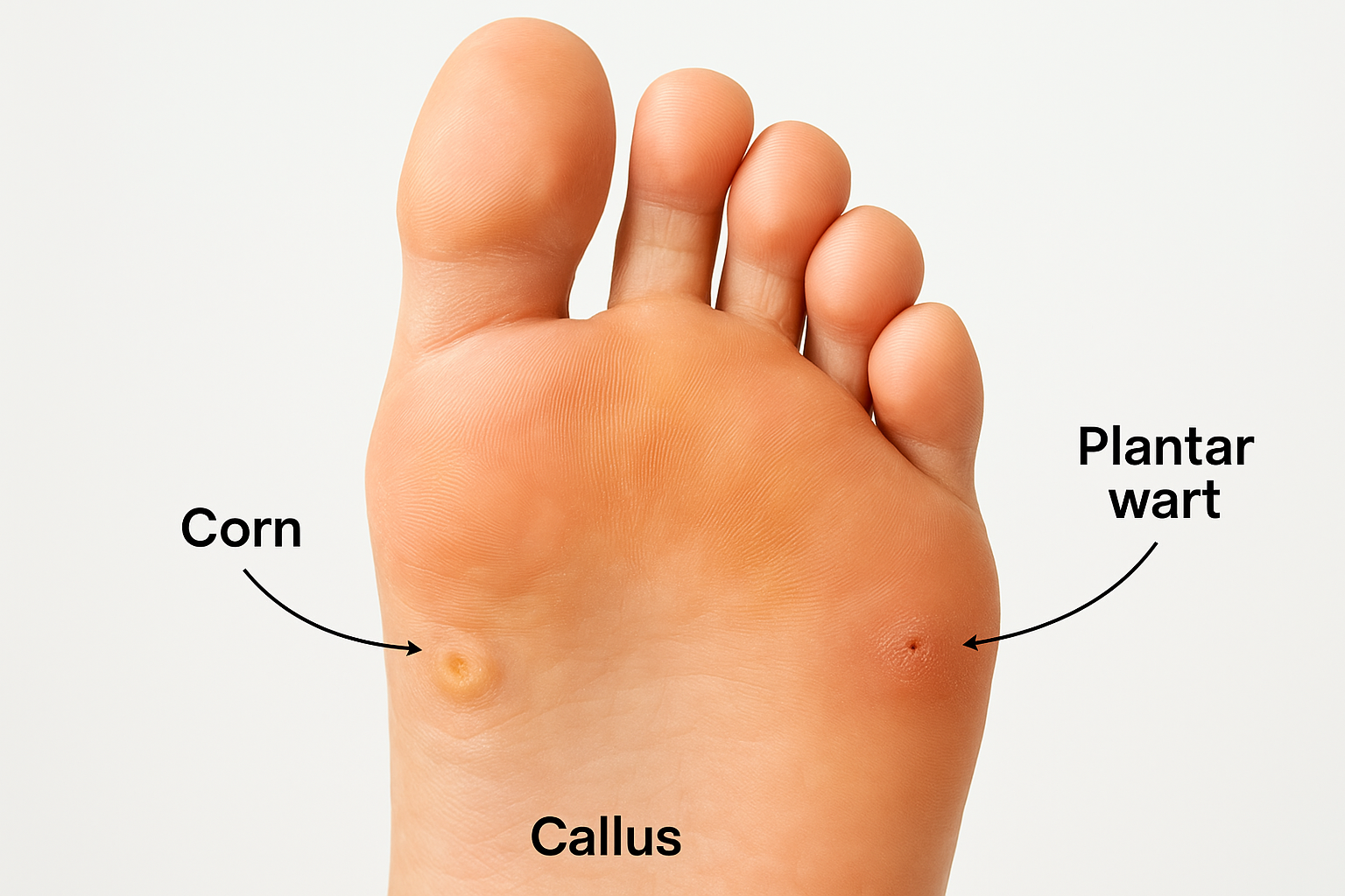 Corn vs callus vs plantar wart