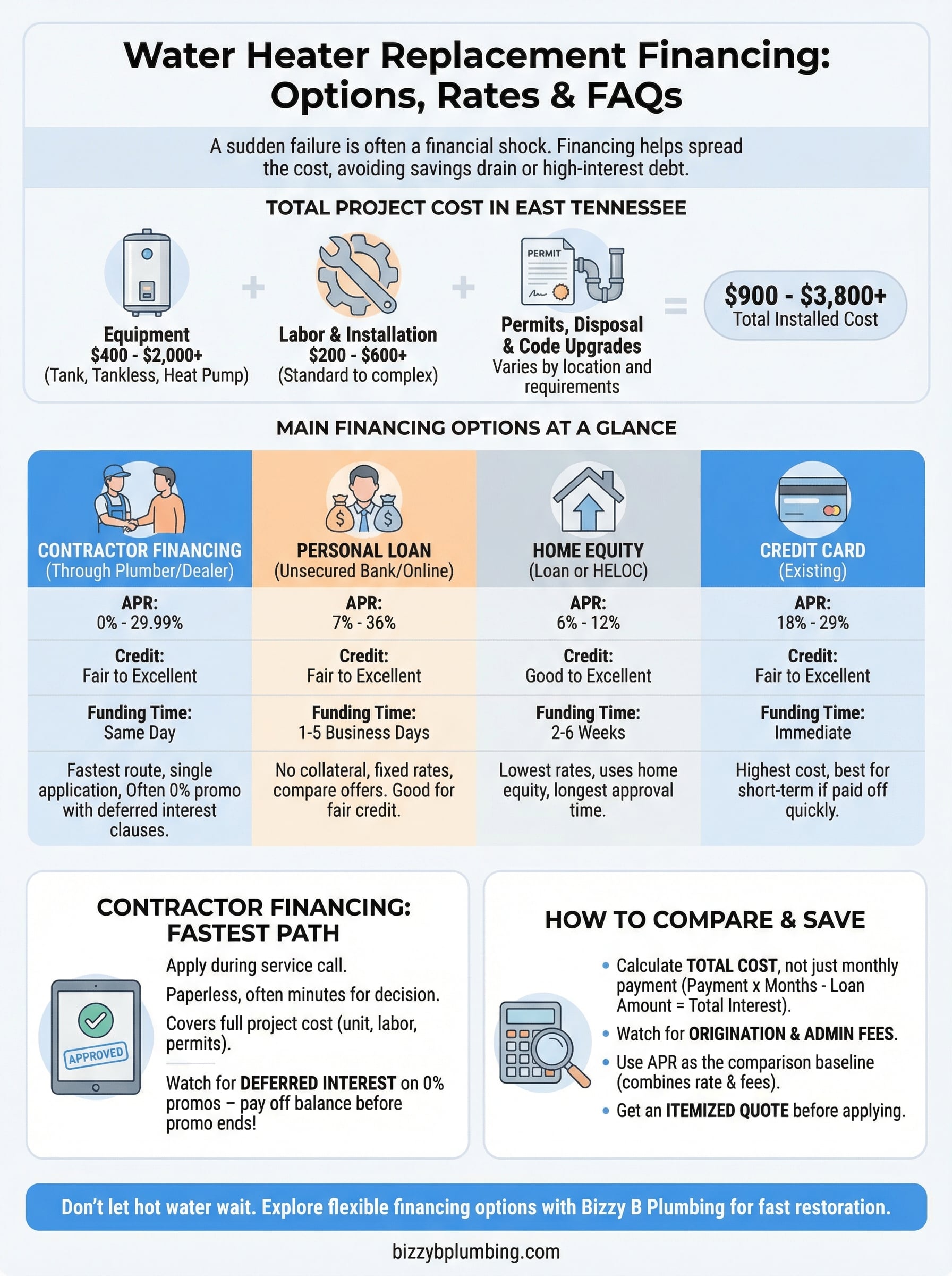 water heater replacement financing infographic