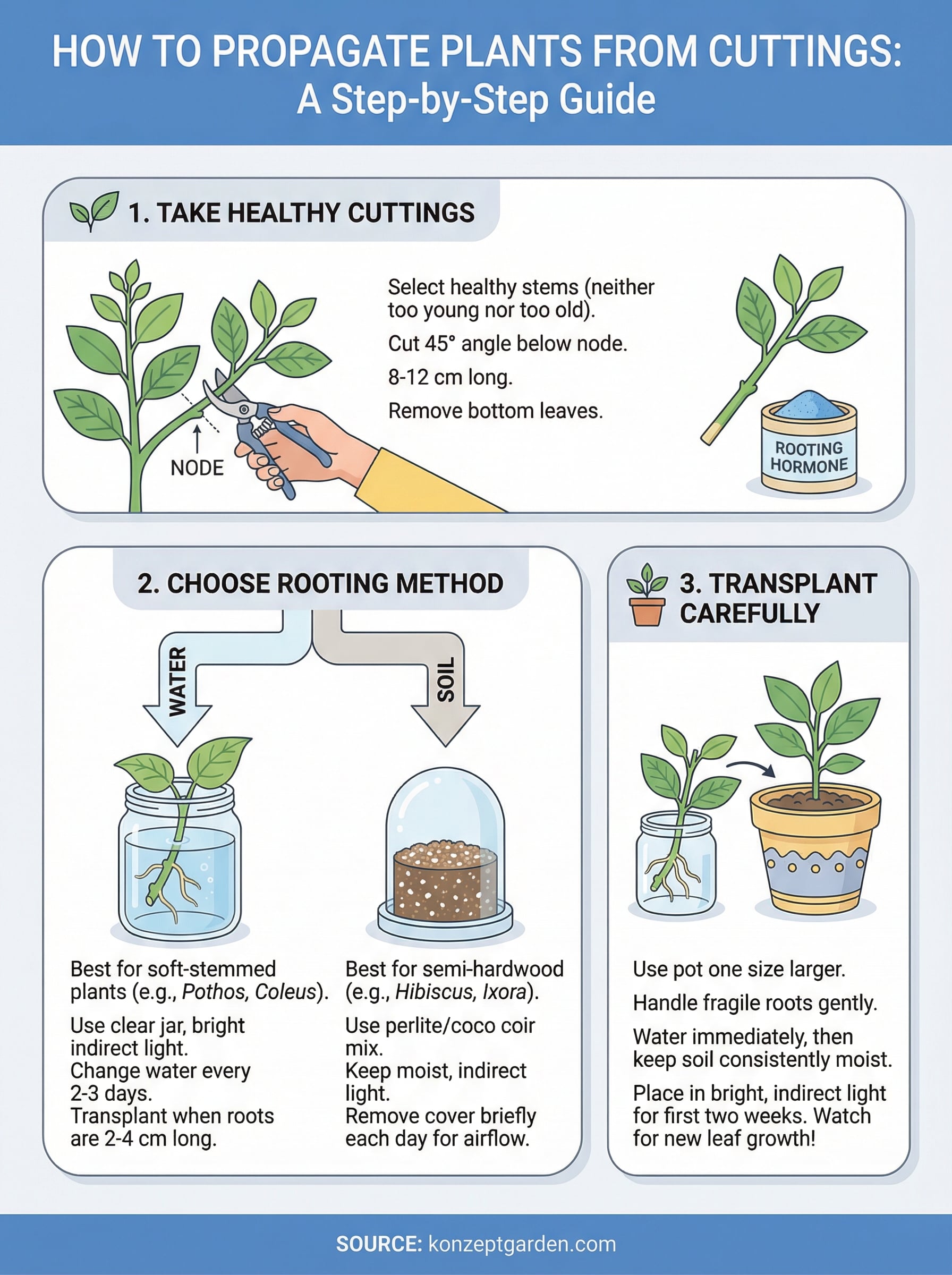 how to propagate plants from cuttings infographic
