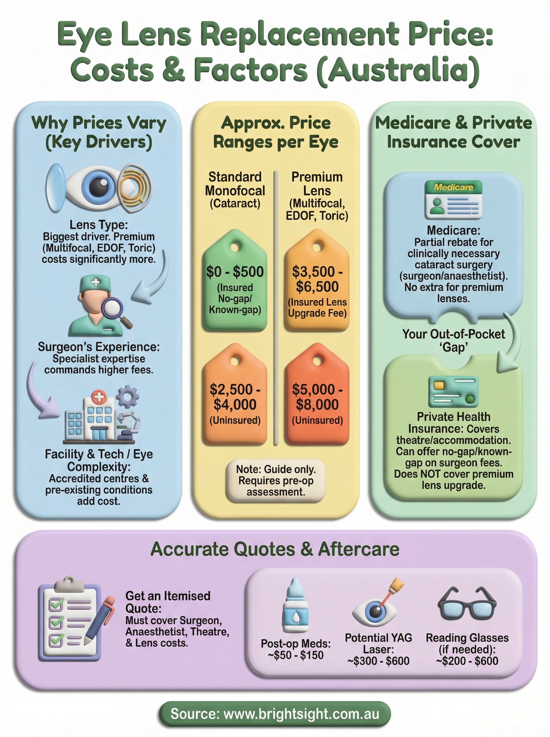 eye lens replacement price infographic