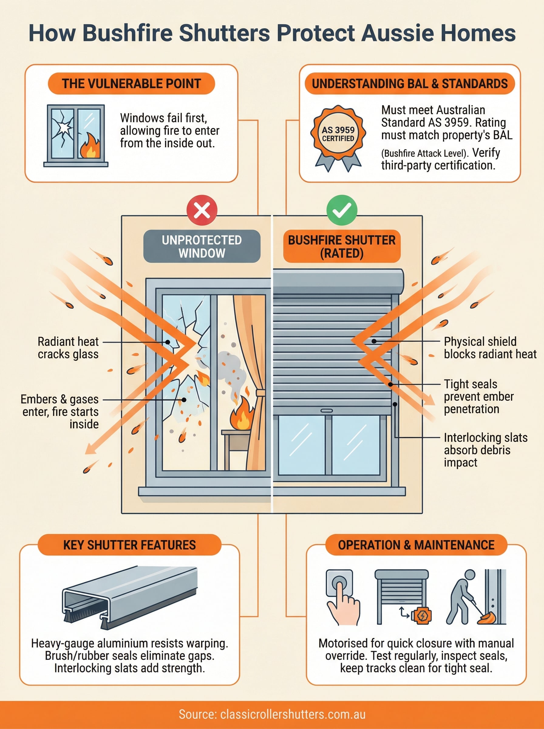 how do bushfire shutters work infographic