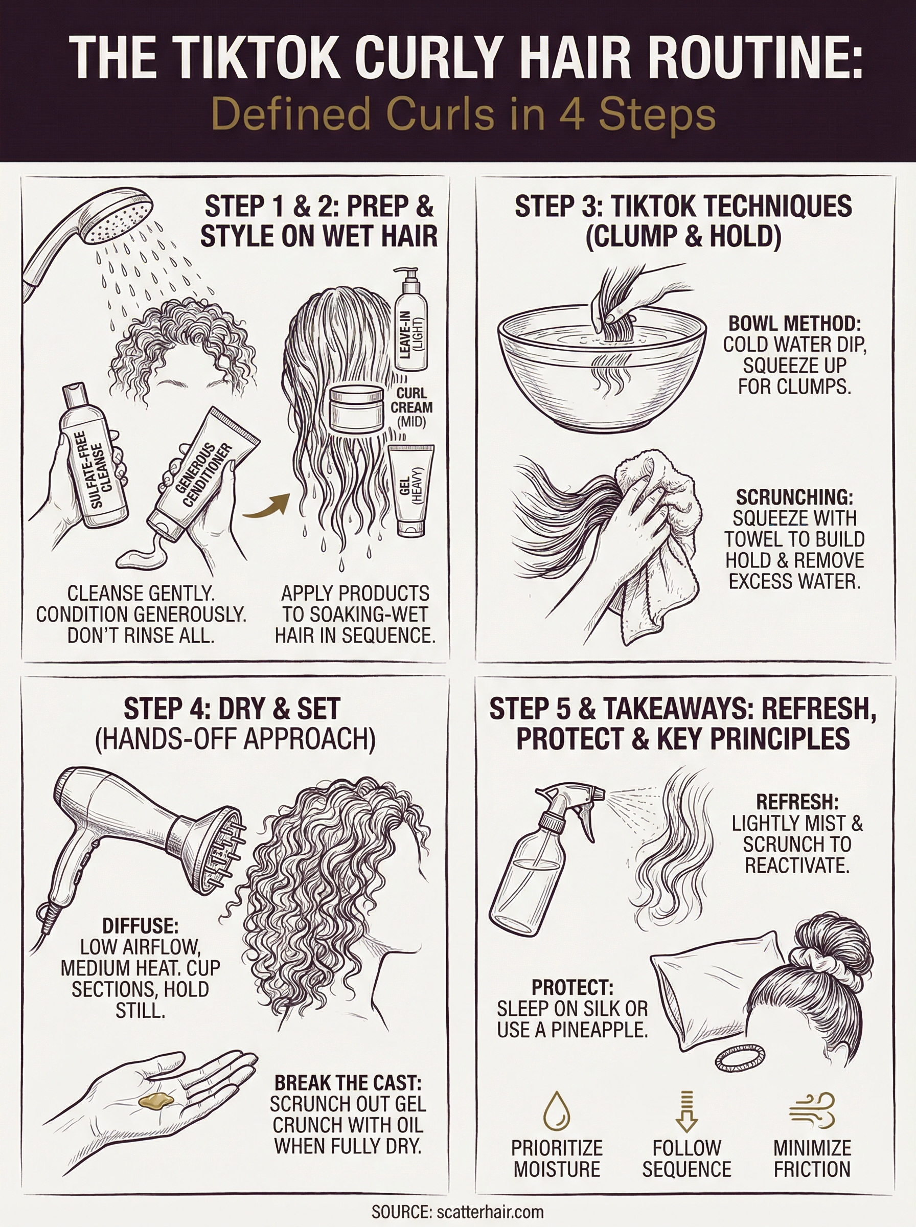 tiktok curly hair routine infographic