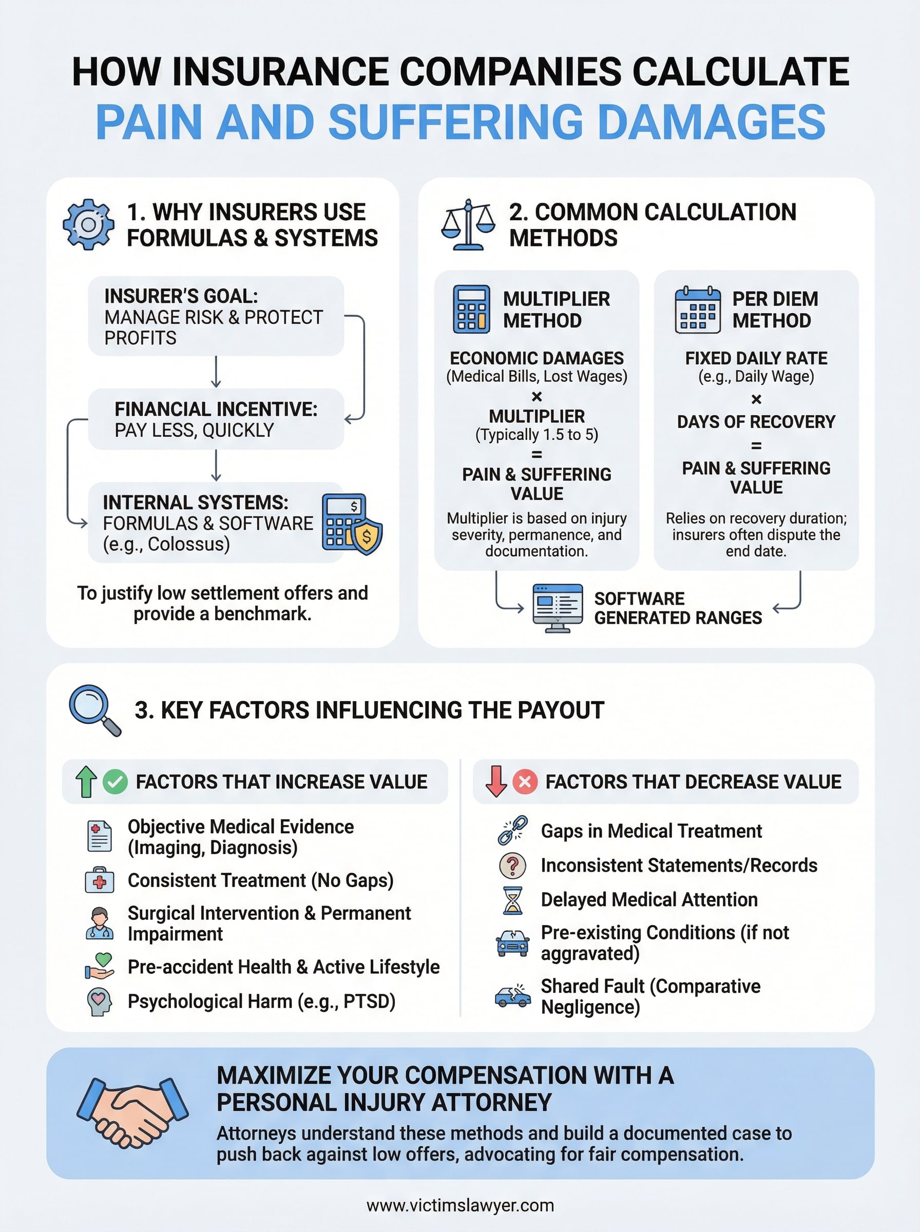 how insurance companies calculate pain and suffering infographic